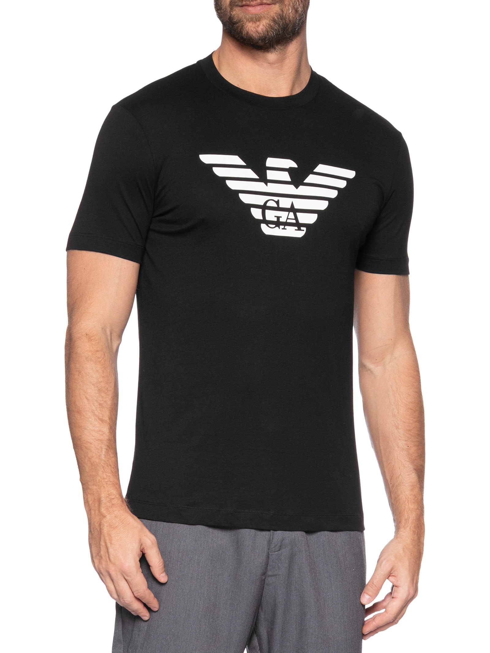Camiseta Masculina Manga Curta Logo Preto Emporio Armani