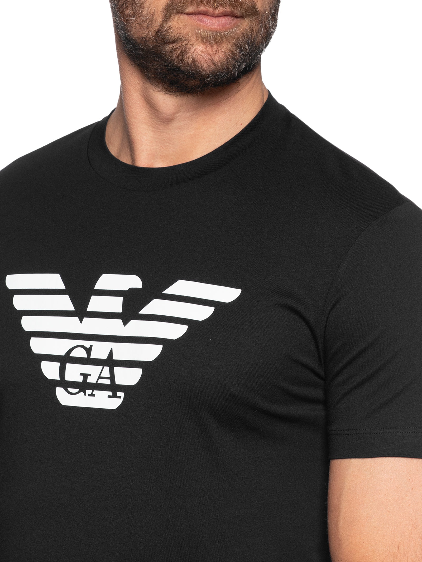 Camiseta Masculina Manga Curta Logo Preto Emporio Armani