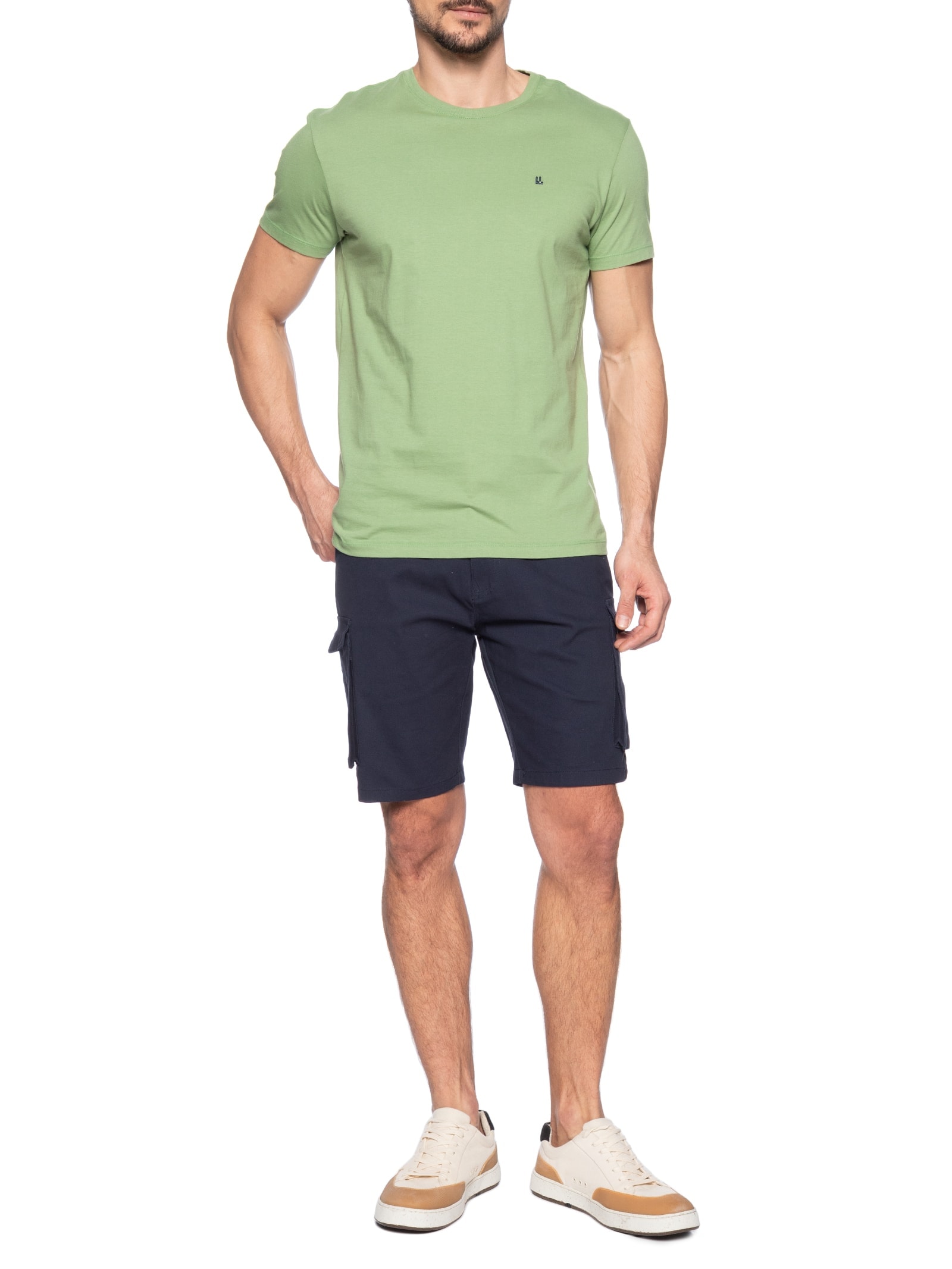 Camiseta Masculina Manga Curta Logo Verde Foxton