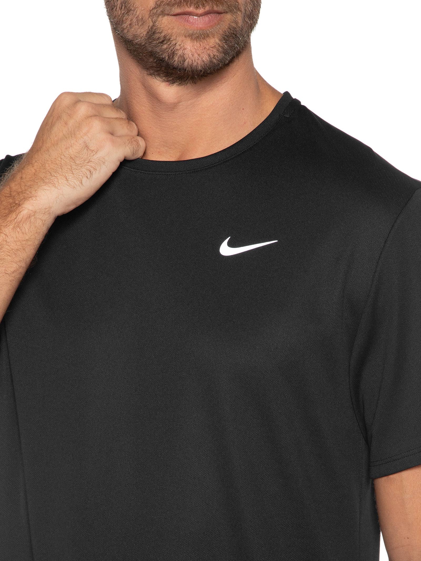 Camiseta Masculina Manga Curta M Df Uv Miler Ss Preto Nike