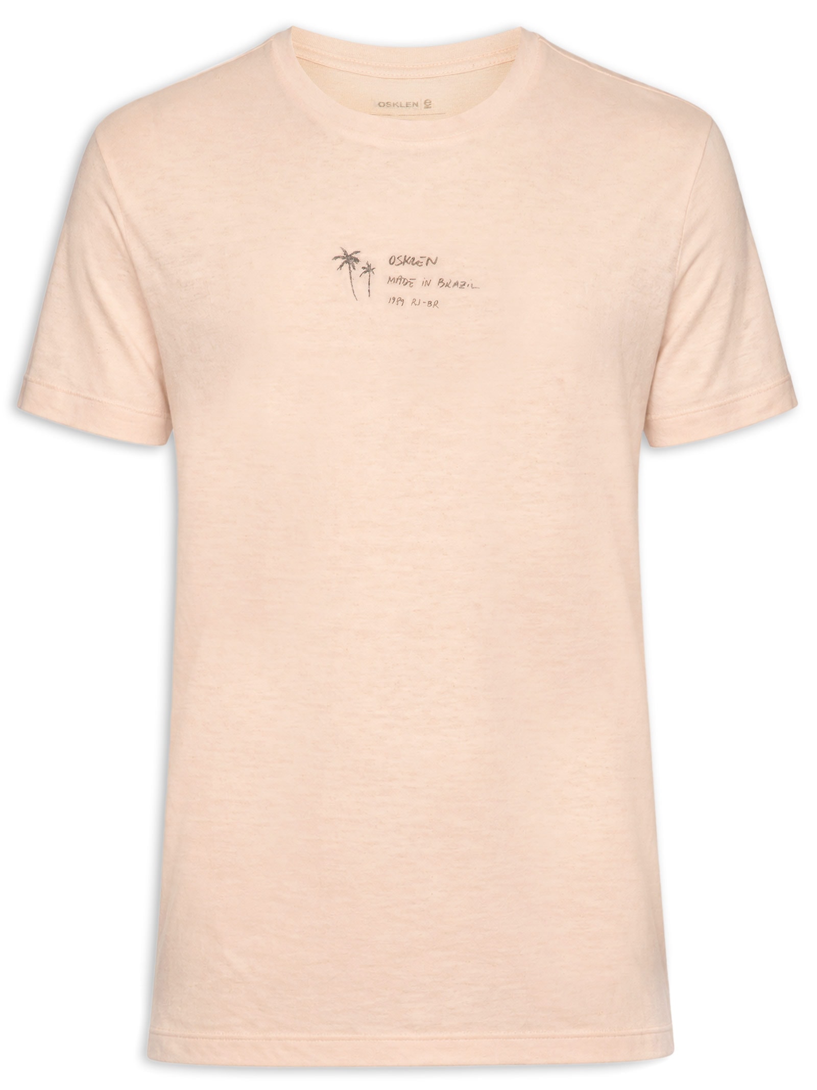 Camiseta Masculina Manga Curta Made In Brazil Light Linen Rosa Osklen