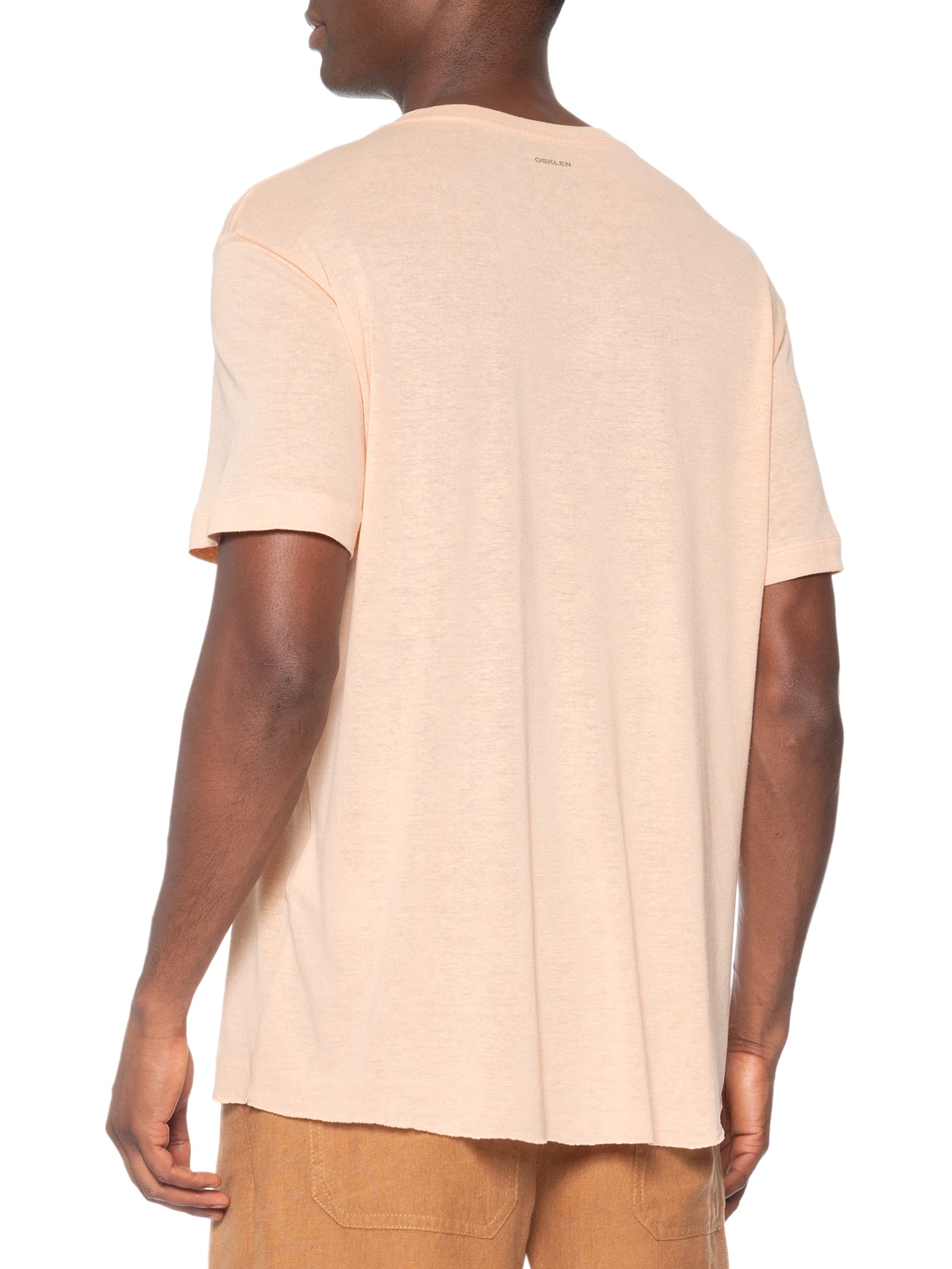Camiseta Masculina Manga Curta Made In Brazil Light Linen Rosa Osklen