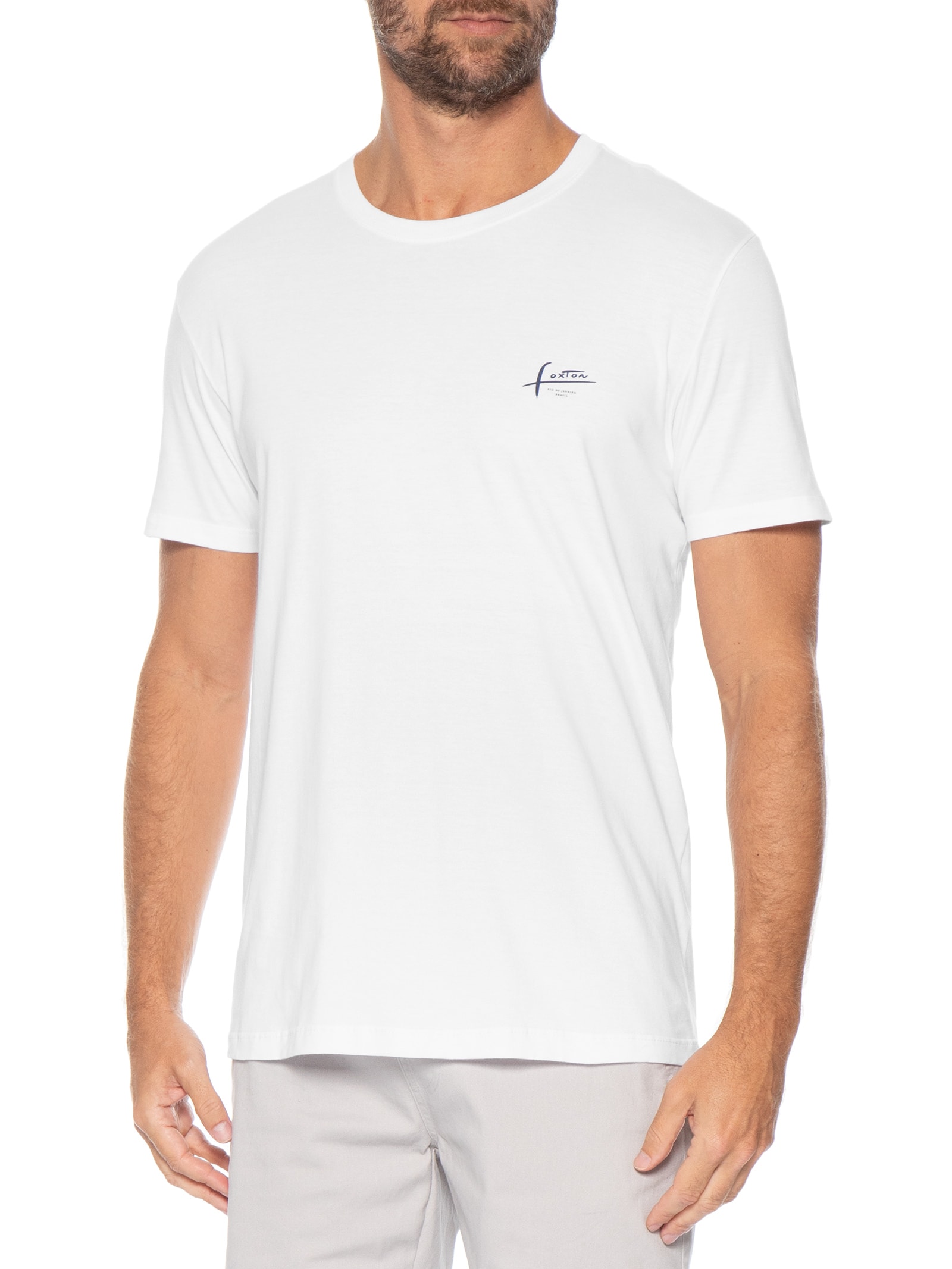 Camiseta Masculina Manga Curta Manual Branco Foxton