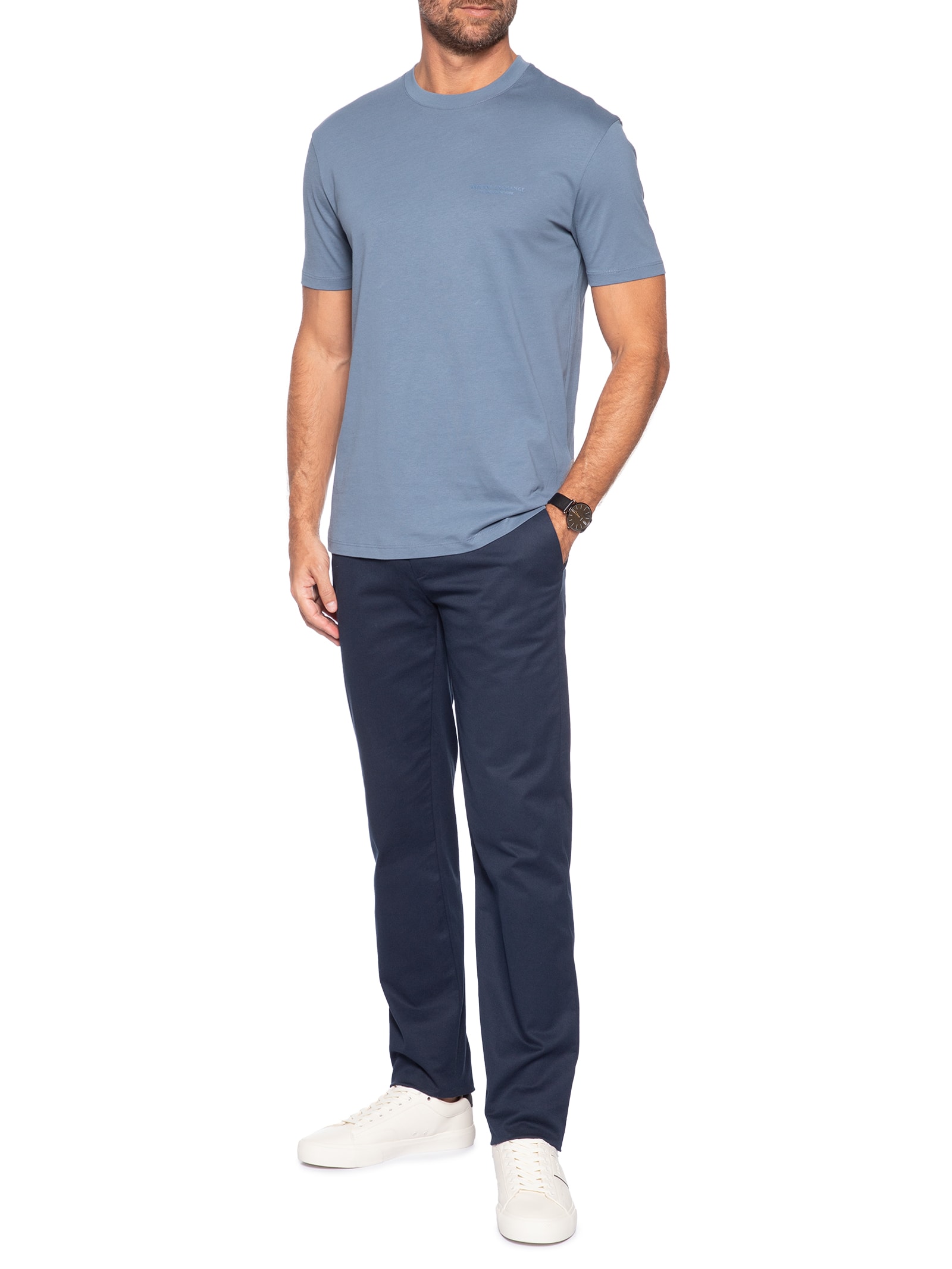 Camiseta Masculina Manga Curta Mini Milano Azul Armani Exchange