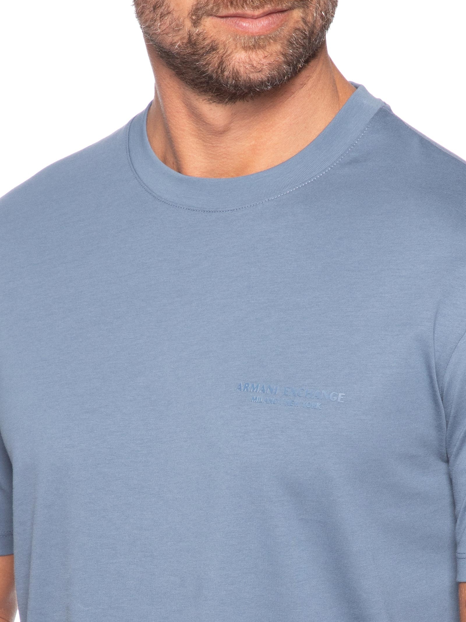 Camiseta Masculina Manga Curta Mini Milano Azul Armani Exchange