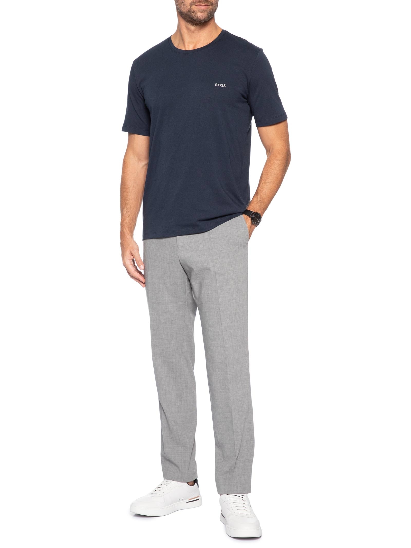 Camiseta Masculina Manga Curta Mix & Match Azul Boss