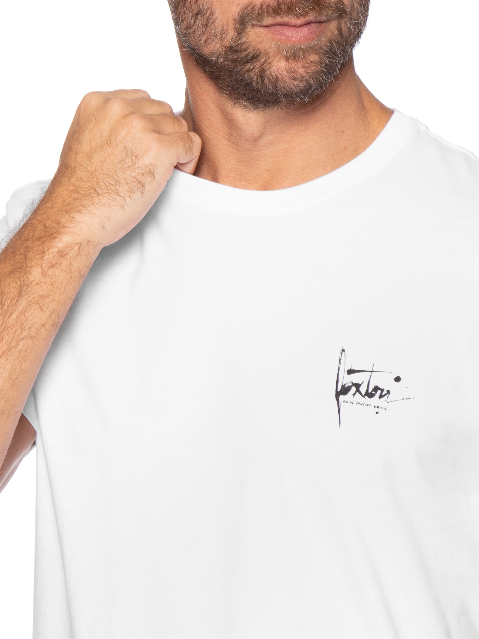 Camiseta Masculina Manga Curta Nanquim Branco Foxton