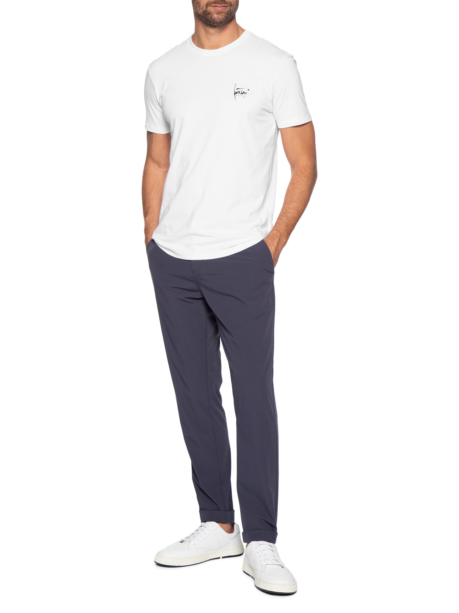 Camiseta Masculina Manga Curta Nanquim Branco Foxton
