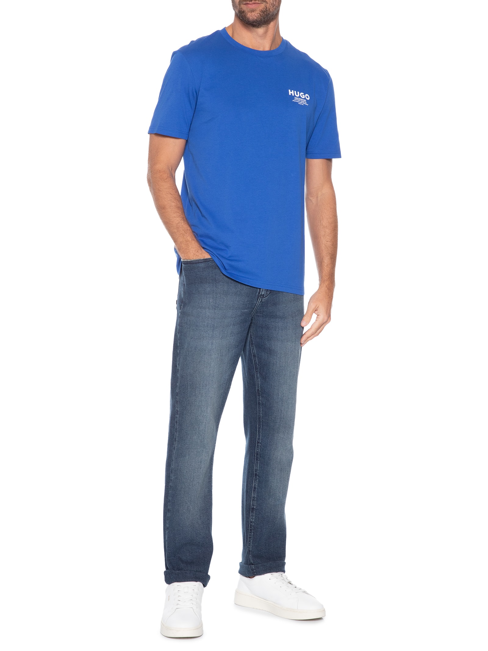 Camiseta Masculina Manga Curta Nesptee Azul Hugo