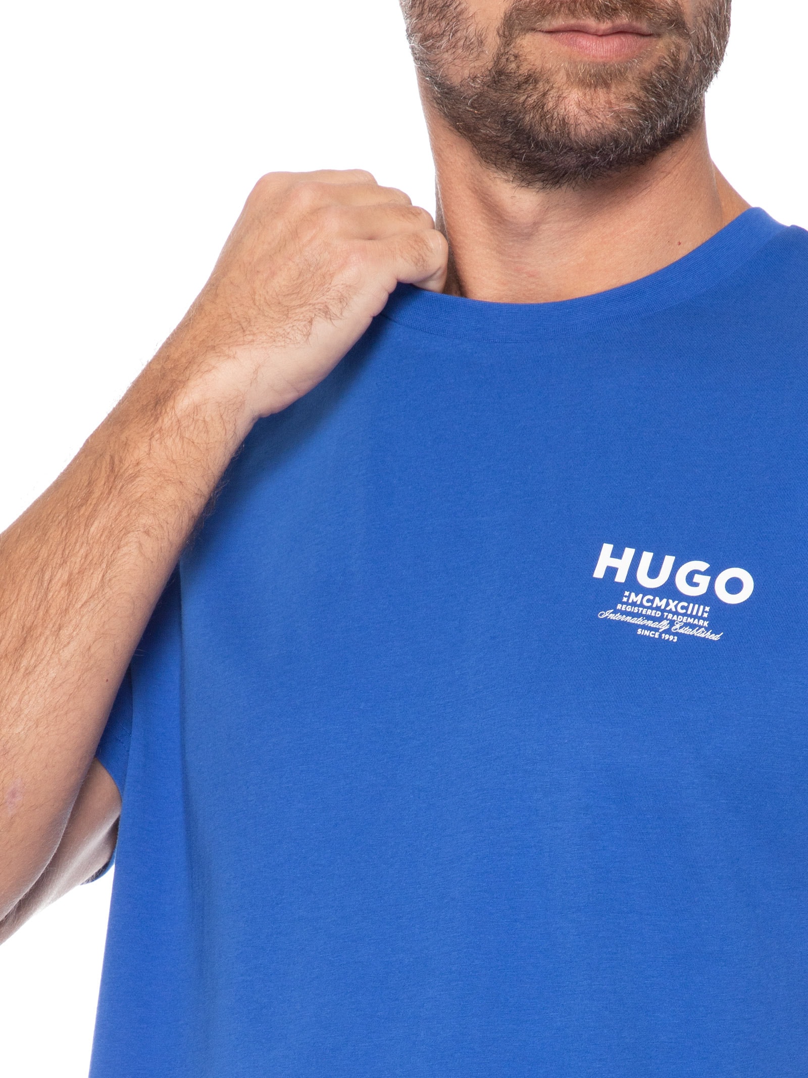 Camiseta Masculina Manga Curta Nesptee Azul Hugo