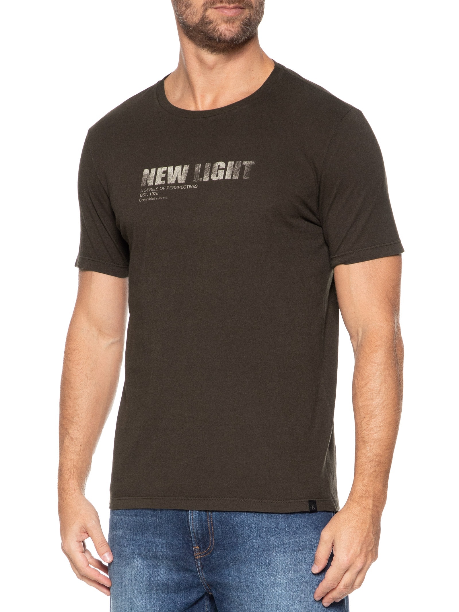 Camiseta Masculina Manga Curta New Light Marrom Calvin Klein Jeans