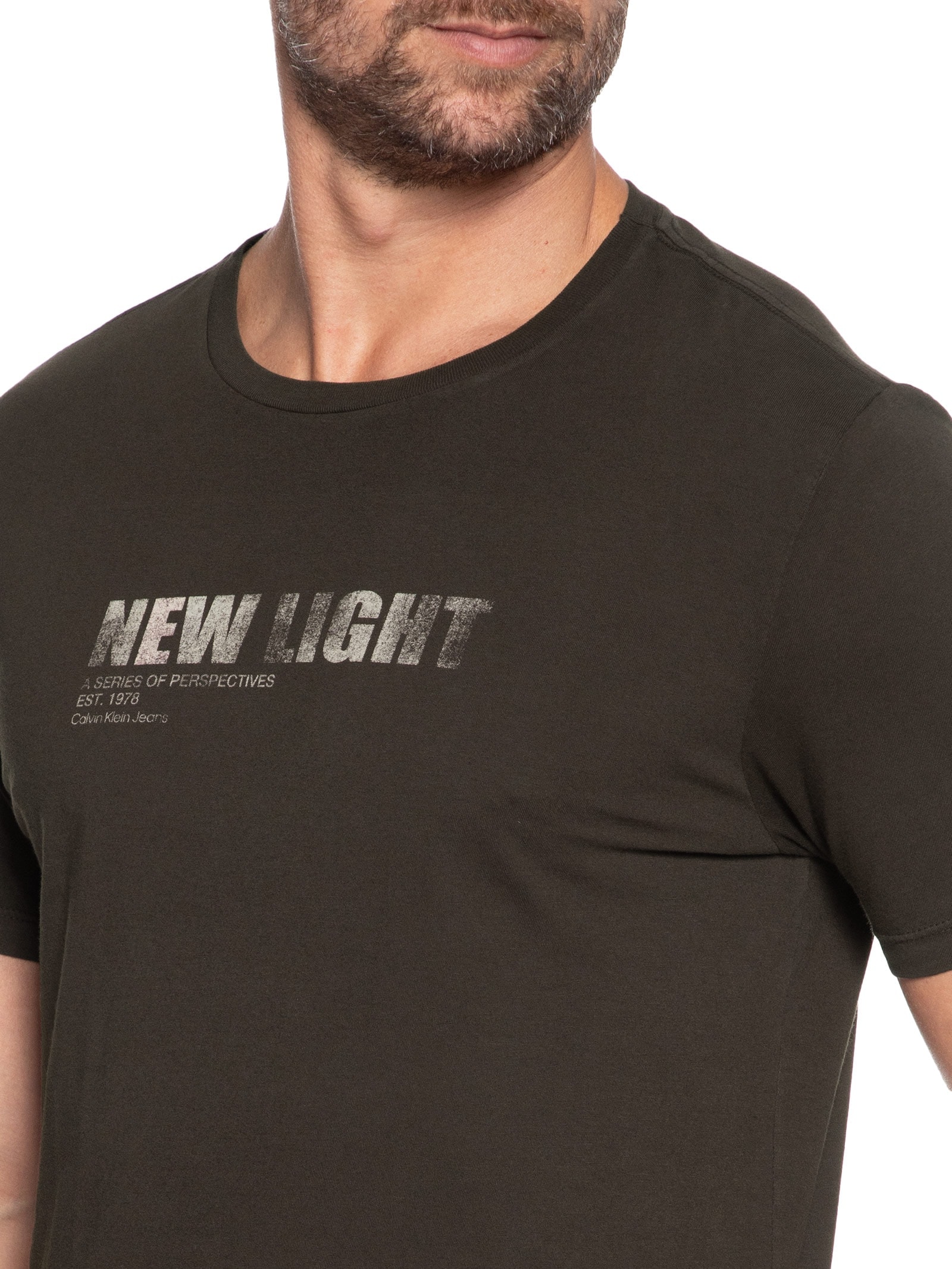 Camiseta Masculina Manga Curta New Light Marrom Calvin Klein Jeans