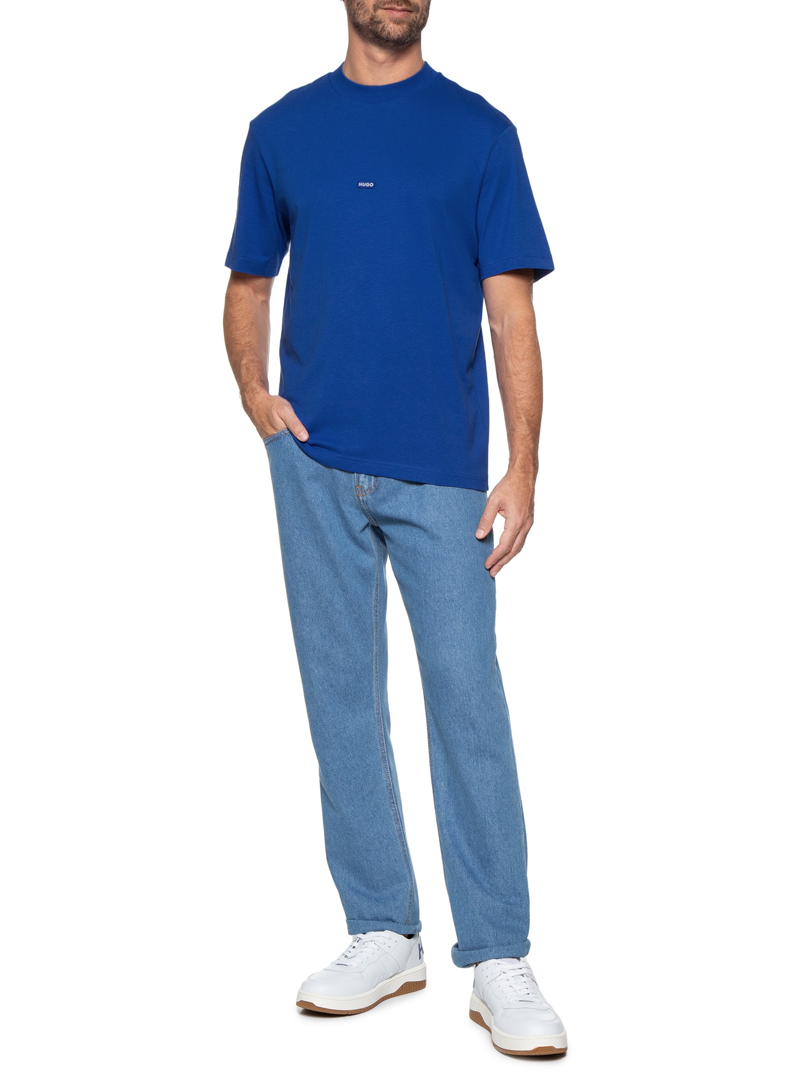 Camiseta Masculina Manga Curta Nieros Azul Hugo