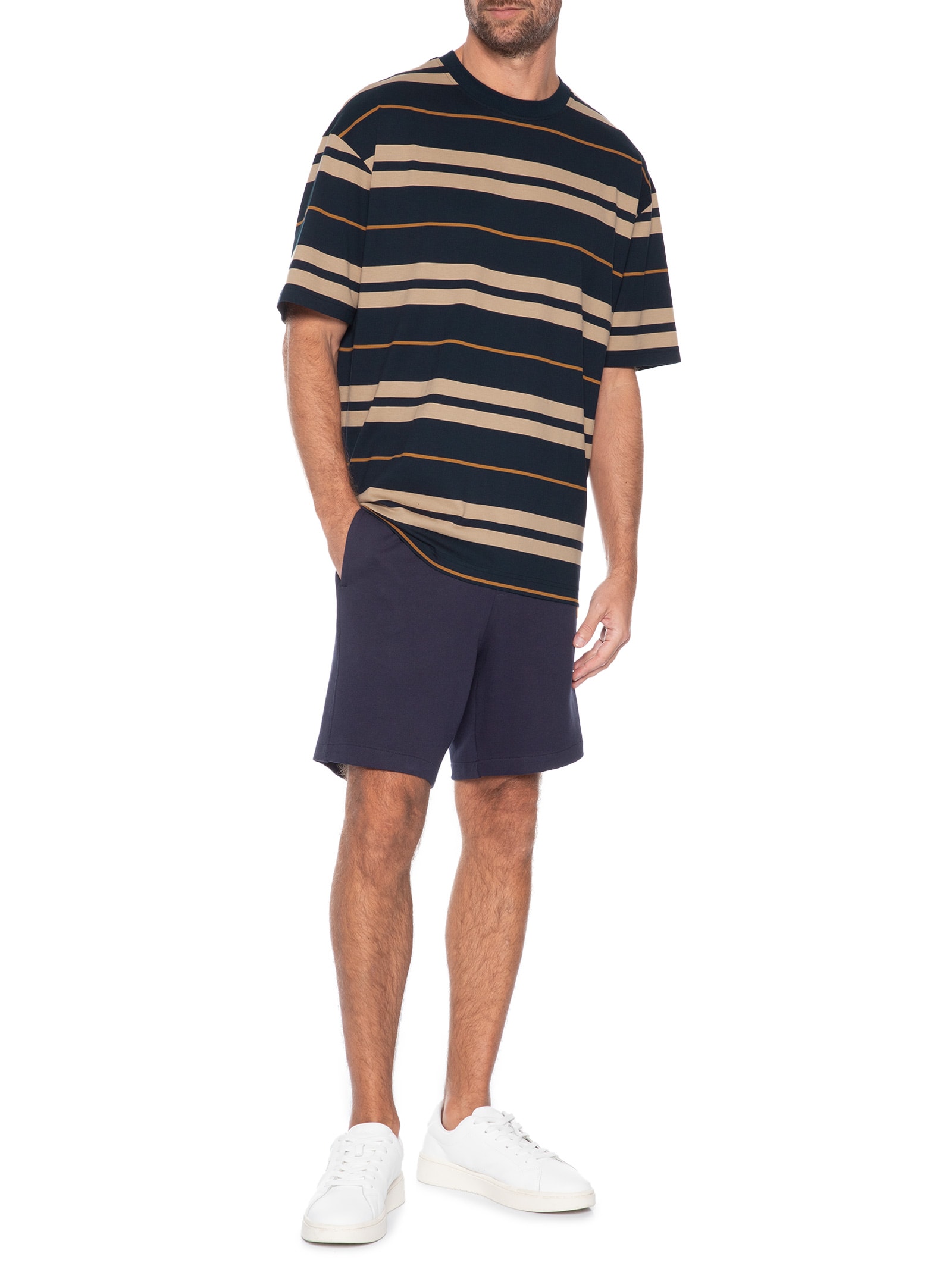 Camiseta Masculina Manga Curta Nivarsi Azul Hugo