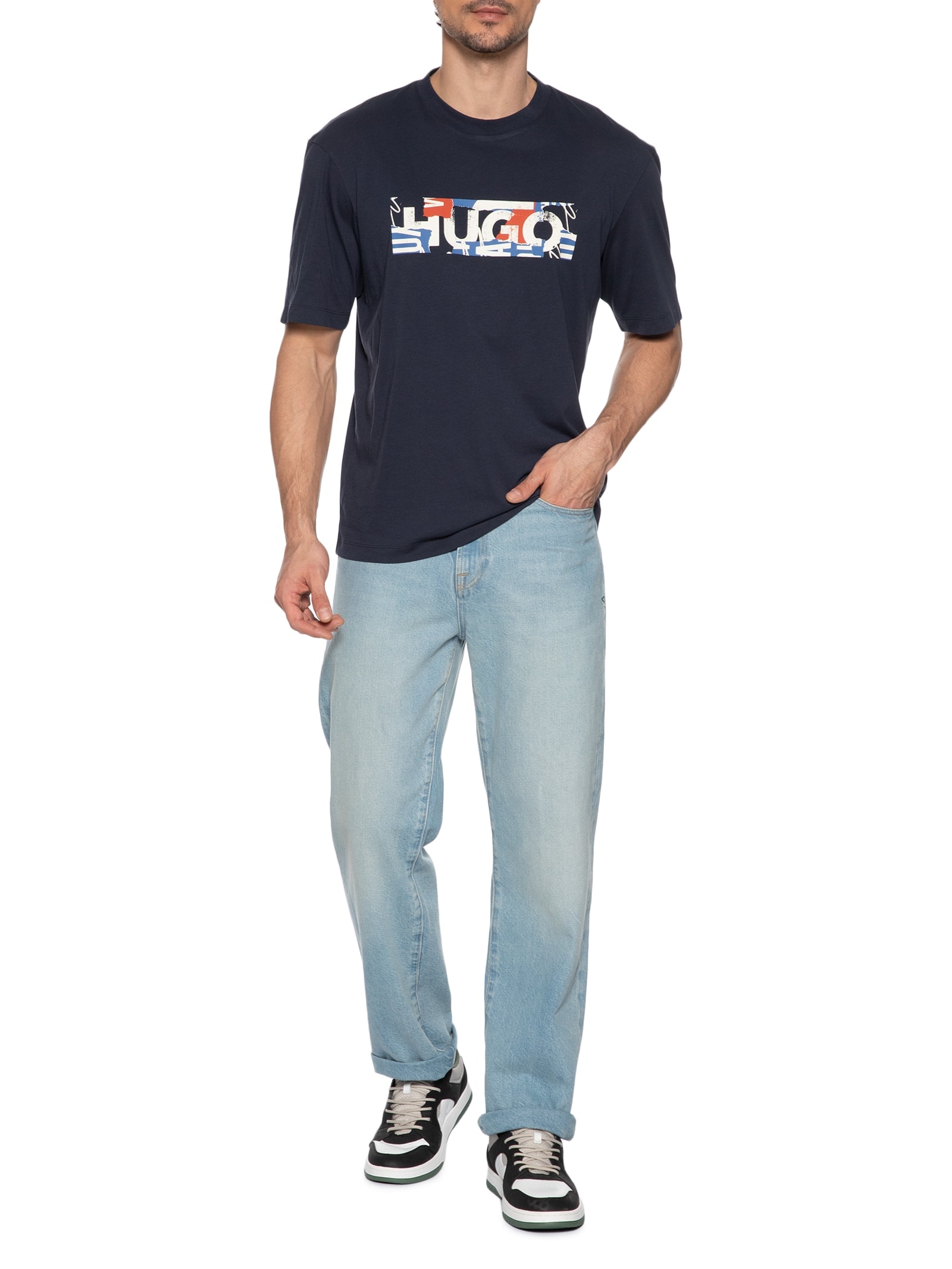 Camiseta Masculina Manga Curta Nugix Azul  Hugo