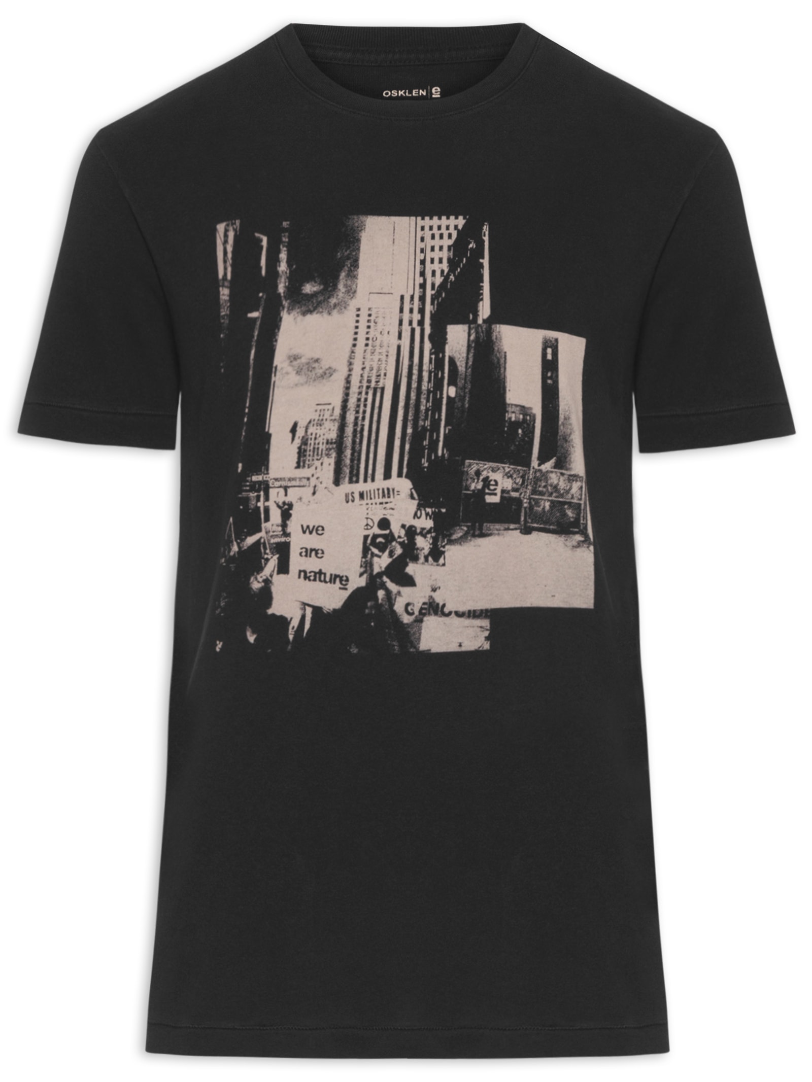 Camiseta Masculina Manga Curta NY Climate March 2 Preto Osklen