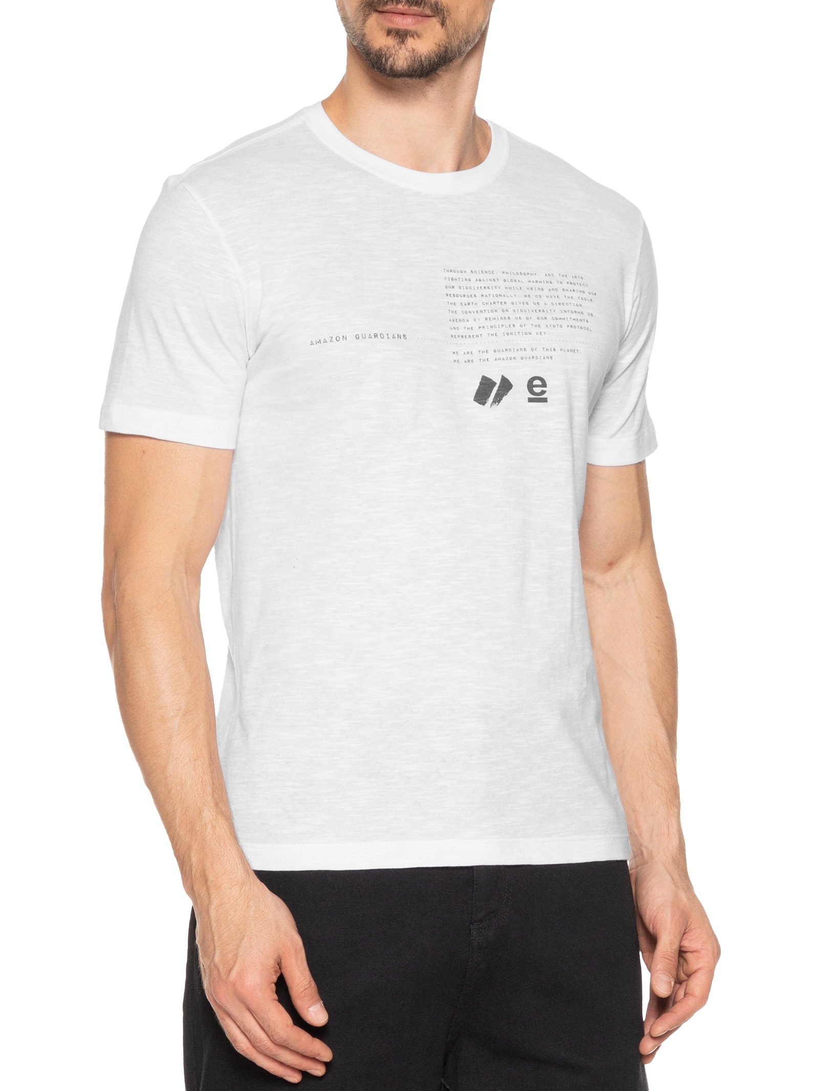 Camiseta Masculina Manga Curta ORG Amazon Guardians Manga Curta Branco Osklen