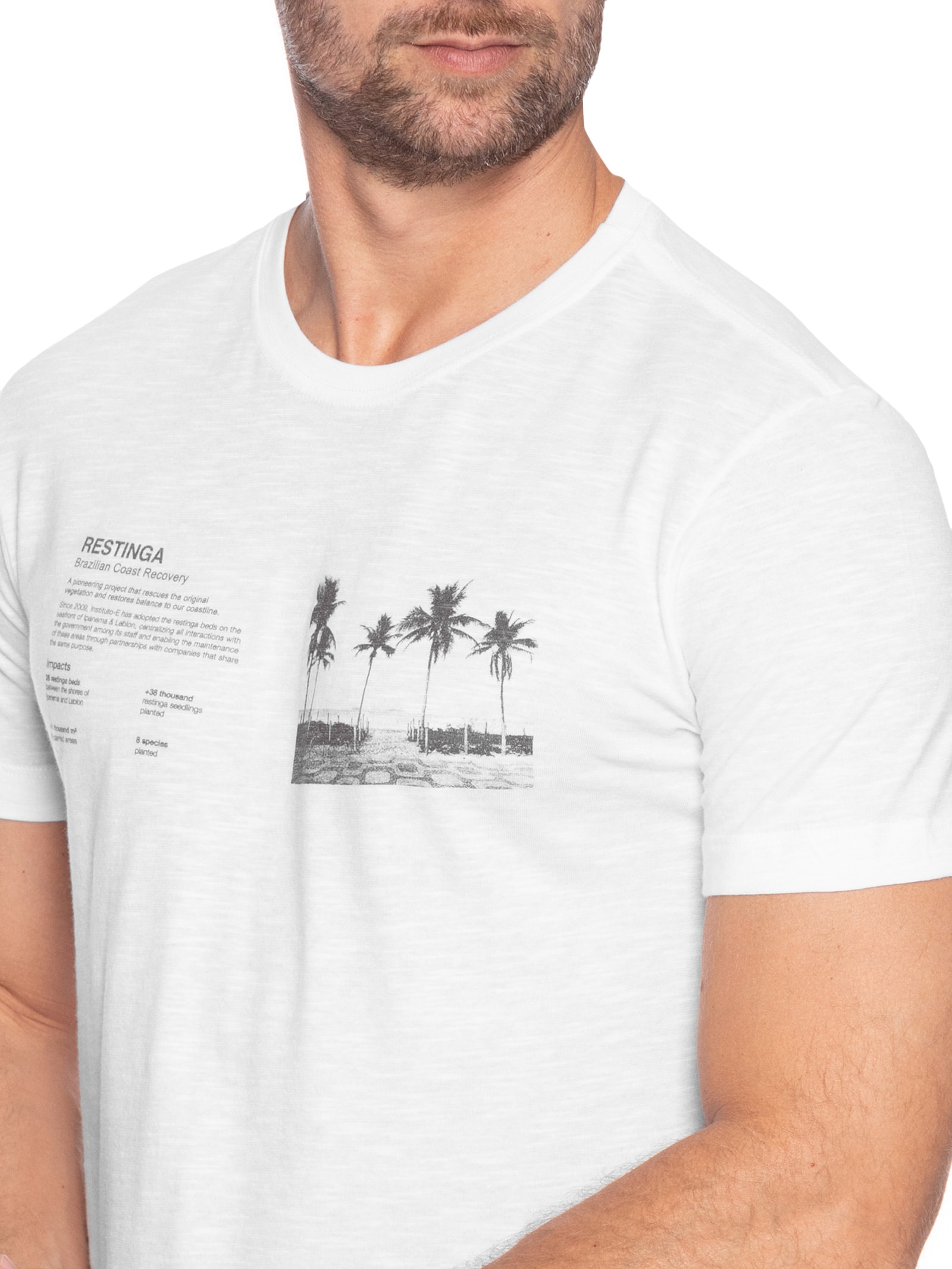 Camiseta Masculina Manga Curta Org Restinga Branco Osklen