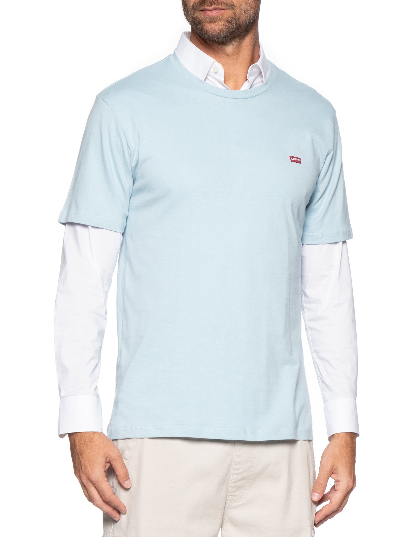 Camiseta Masculina Manga Curta Original Housemark Com Logo Azul Levi's