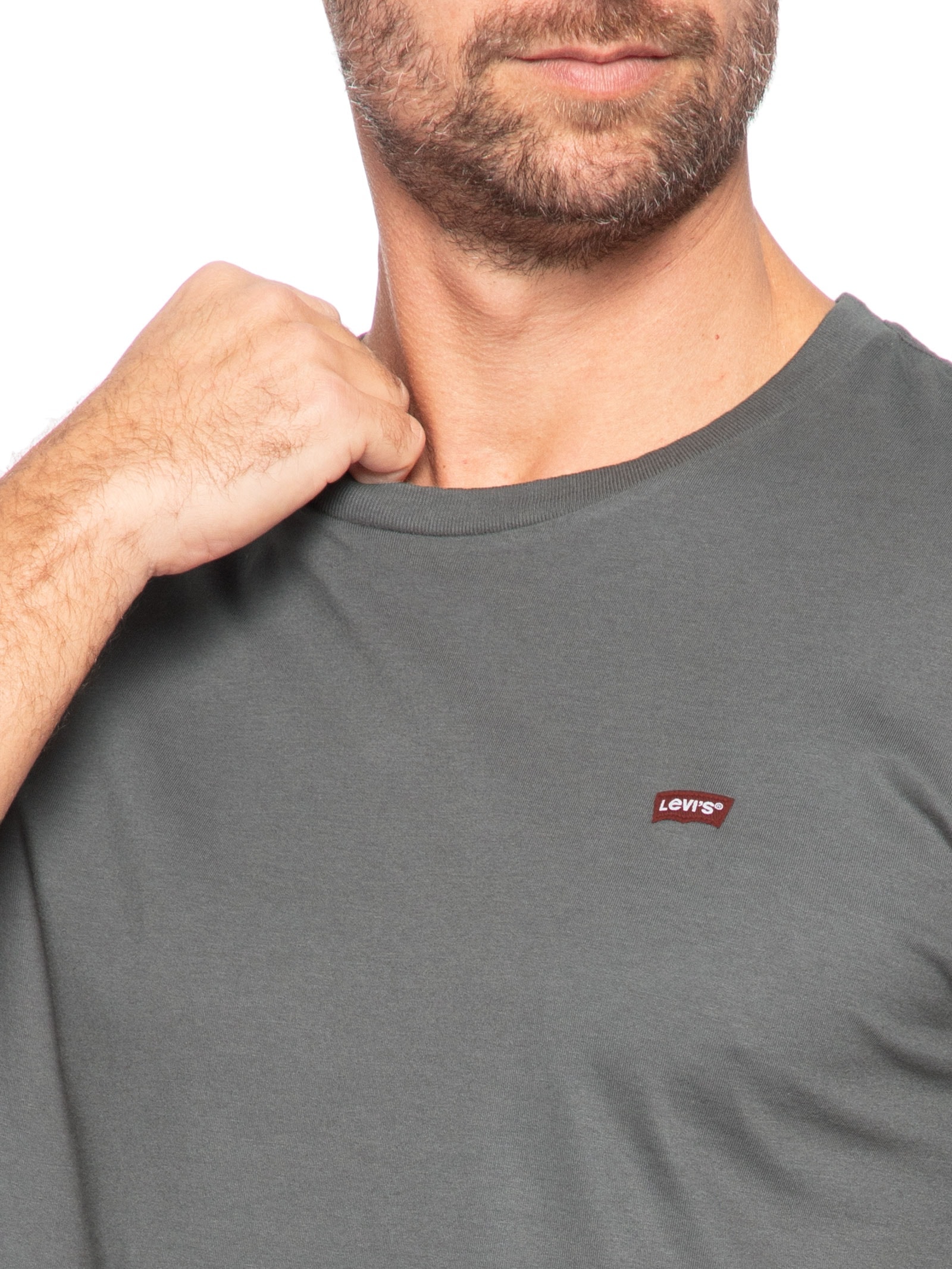 Camiseta Masculina Manga Curta Original Housemark Com Logo Cinza Levi's