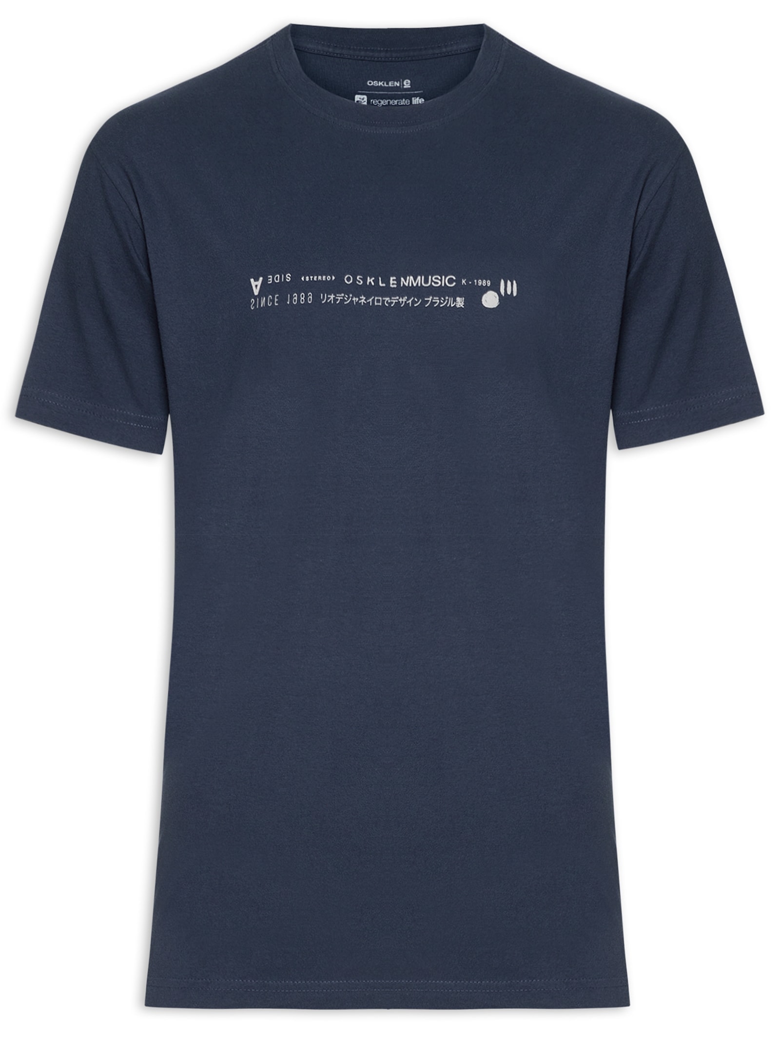 Camiseta Masculina Manga Curta Osk Tokio Tracks Mc Azul Osklen