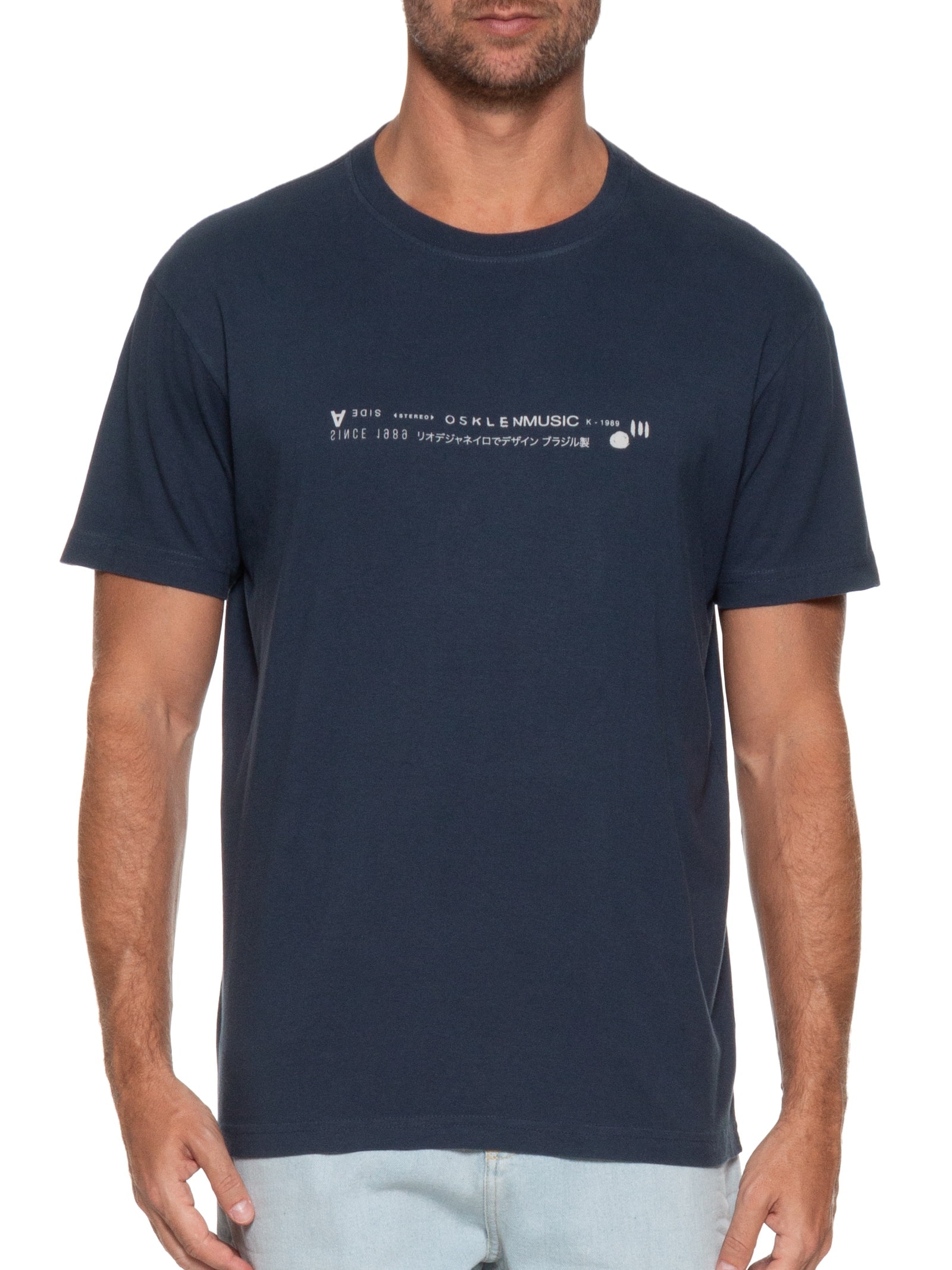 Camiseta Masculina Manga Curta Osk Tokio Tracks Mc Azul Osklen