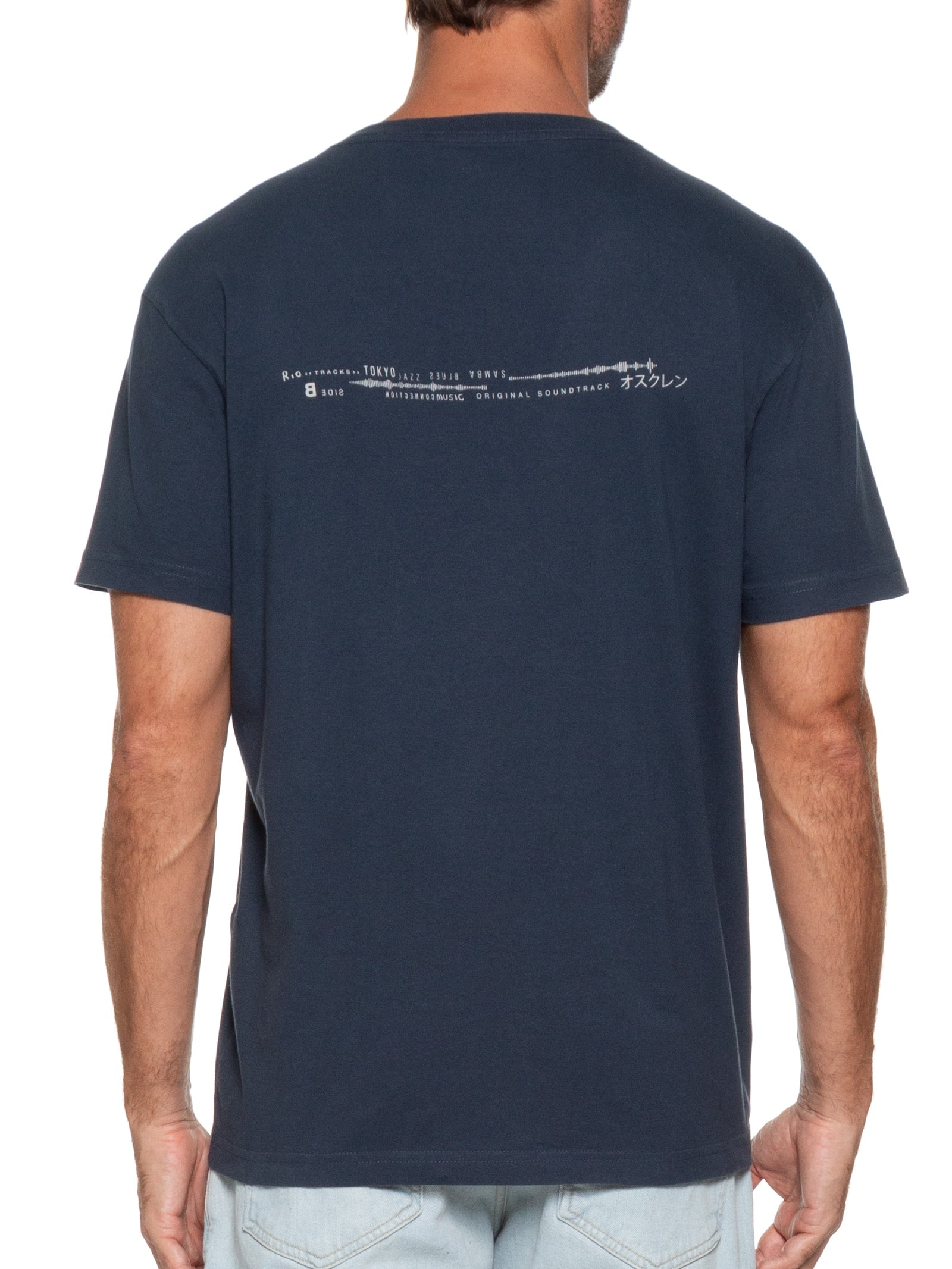 Camiseta Masculina Manga Curta Osk Tokio Tracks Mc Azul Osklen