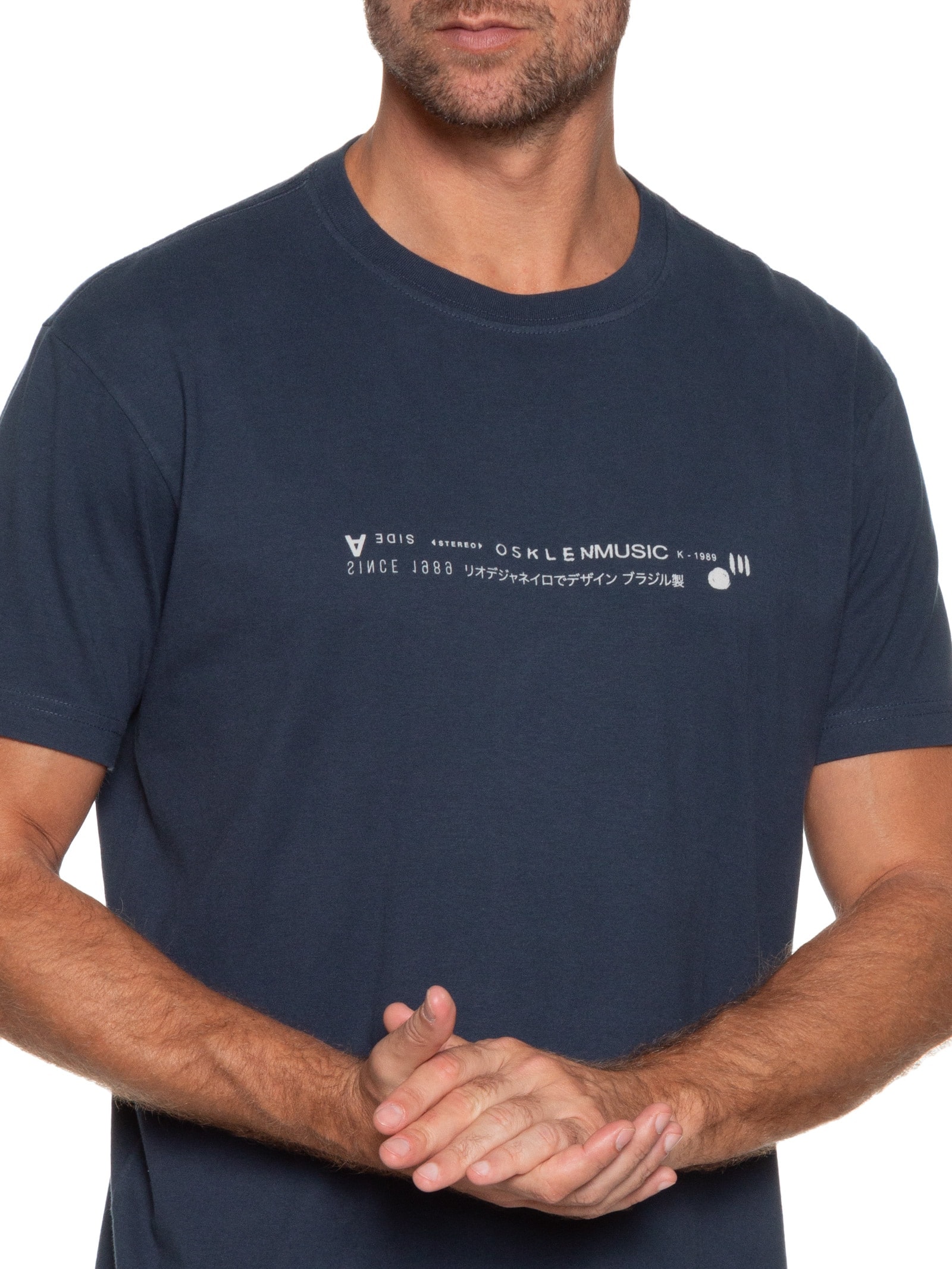 Camiseta Masculina Manga Curta Osk Tokio Tracks Mc Azul Osklen