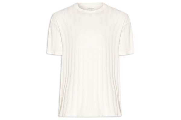 Camiseta Masculina Manga Curta Over Ribbed Rustic - Off White
