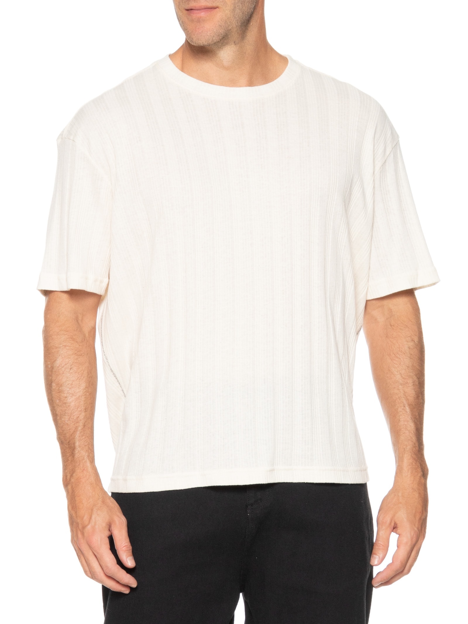 Camiseta Masculina Manga Curta Over Ribbed Rustic Off White Osklen
