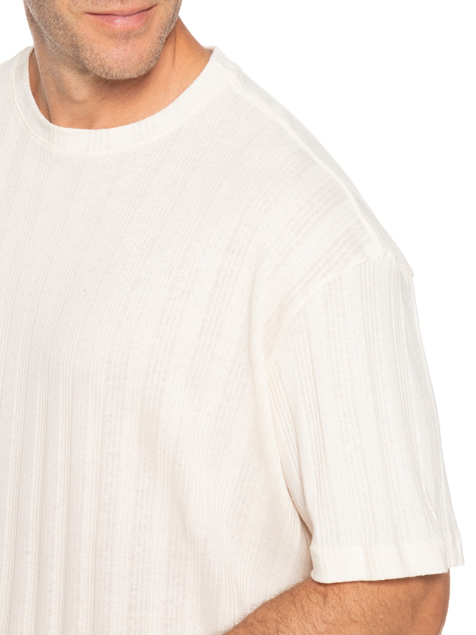 Camiseta Masculina Manga Curta Over Ribbed Rustic Off White Osklen