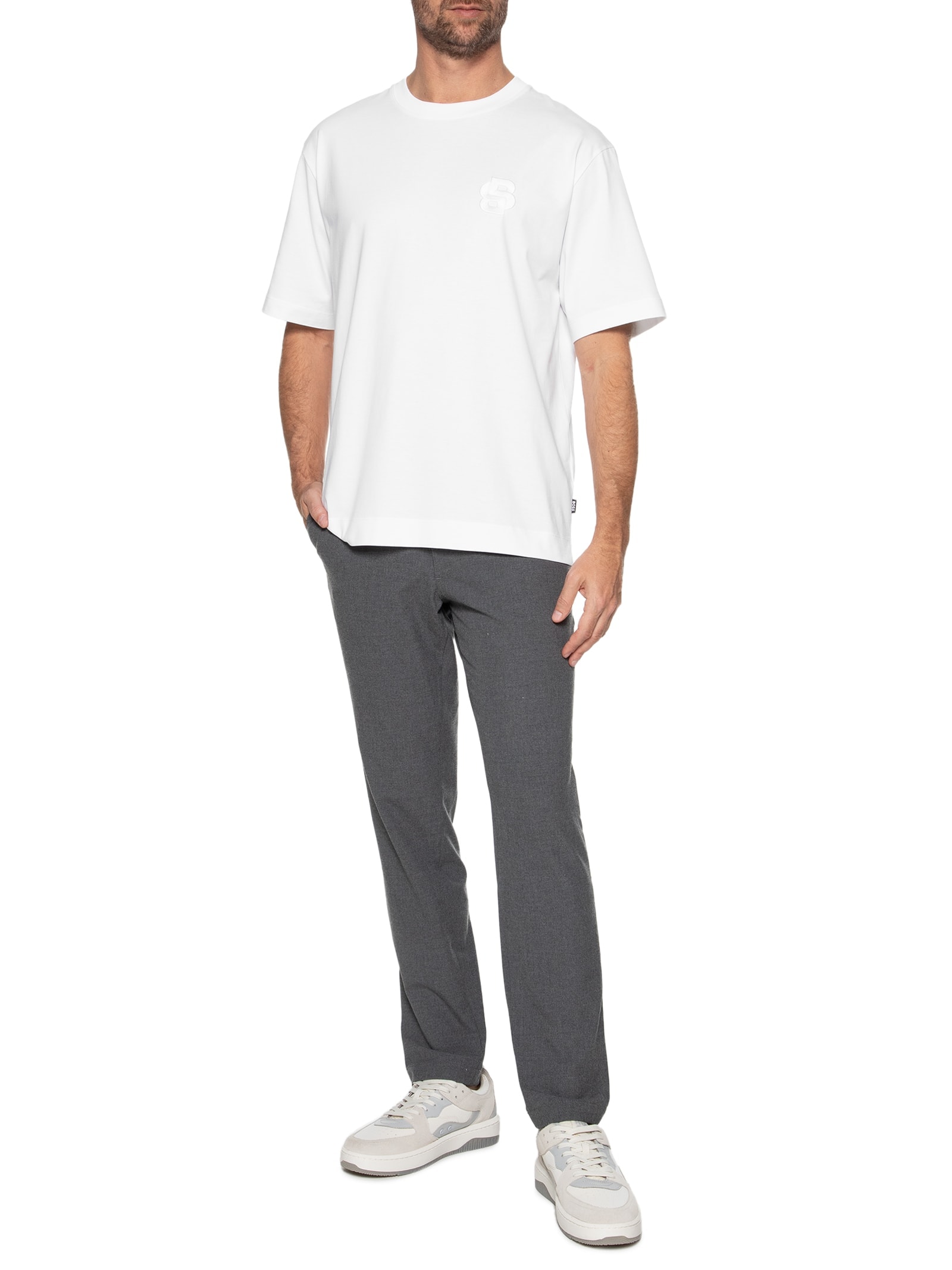 Camiseta Masculina Manga Curta Oversized C-Tames 23 Branco Boss