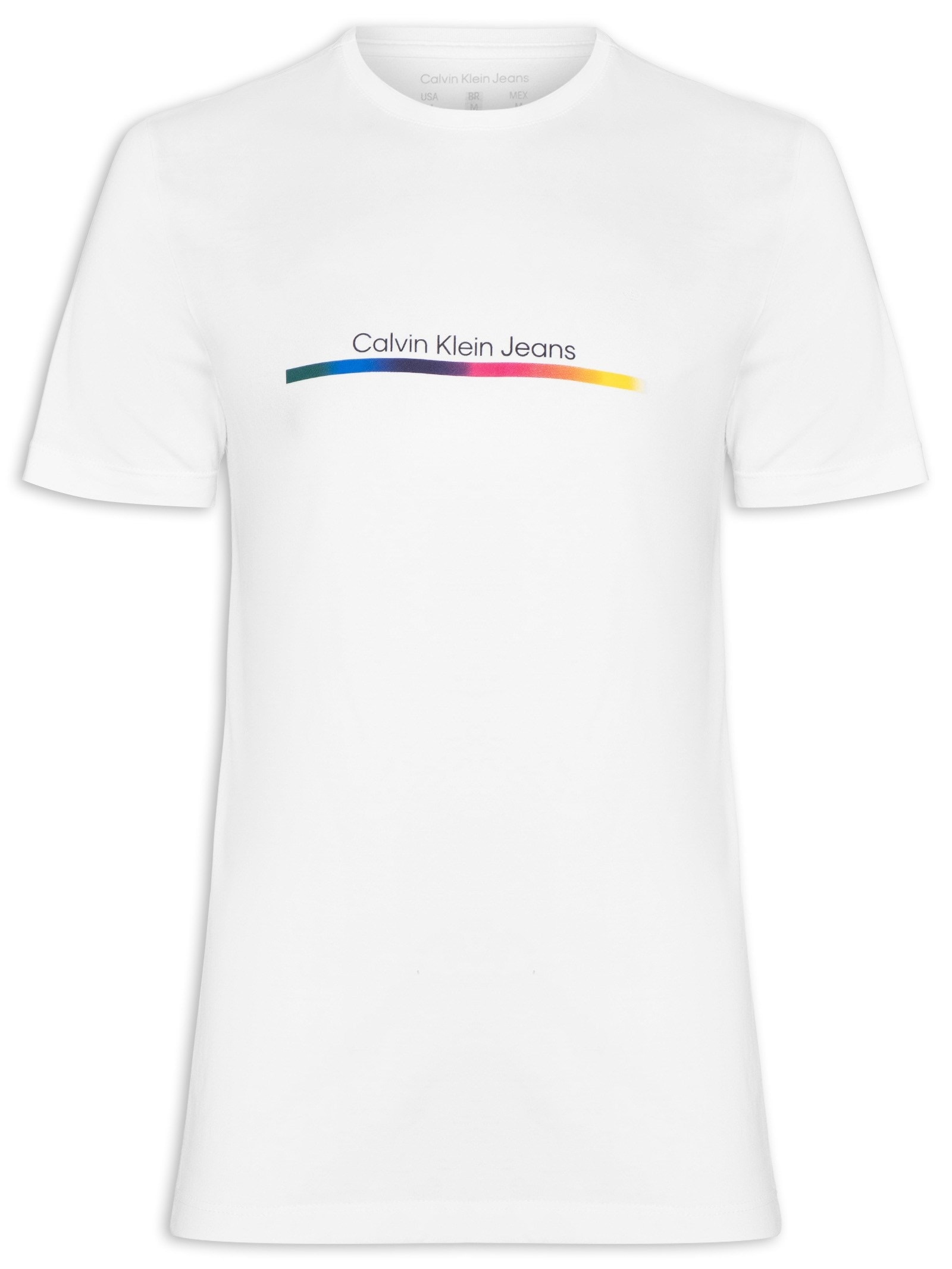 Camiseta Masculina Manga Curta Palito Pride Branco Calvin Klein Jeans