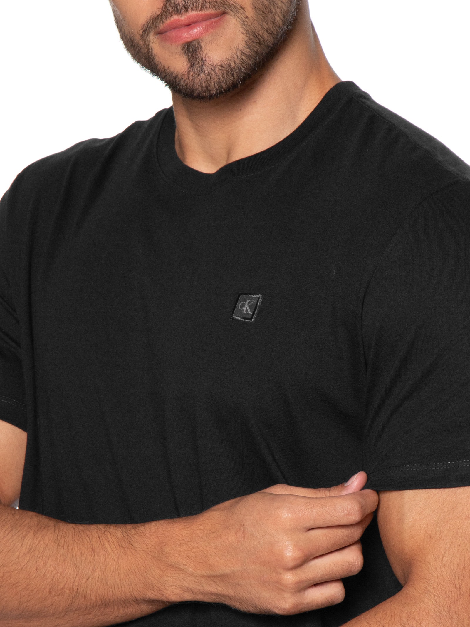 Camiseta Masculina Manga Curta Patch Preto Calvin Klein Jeans