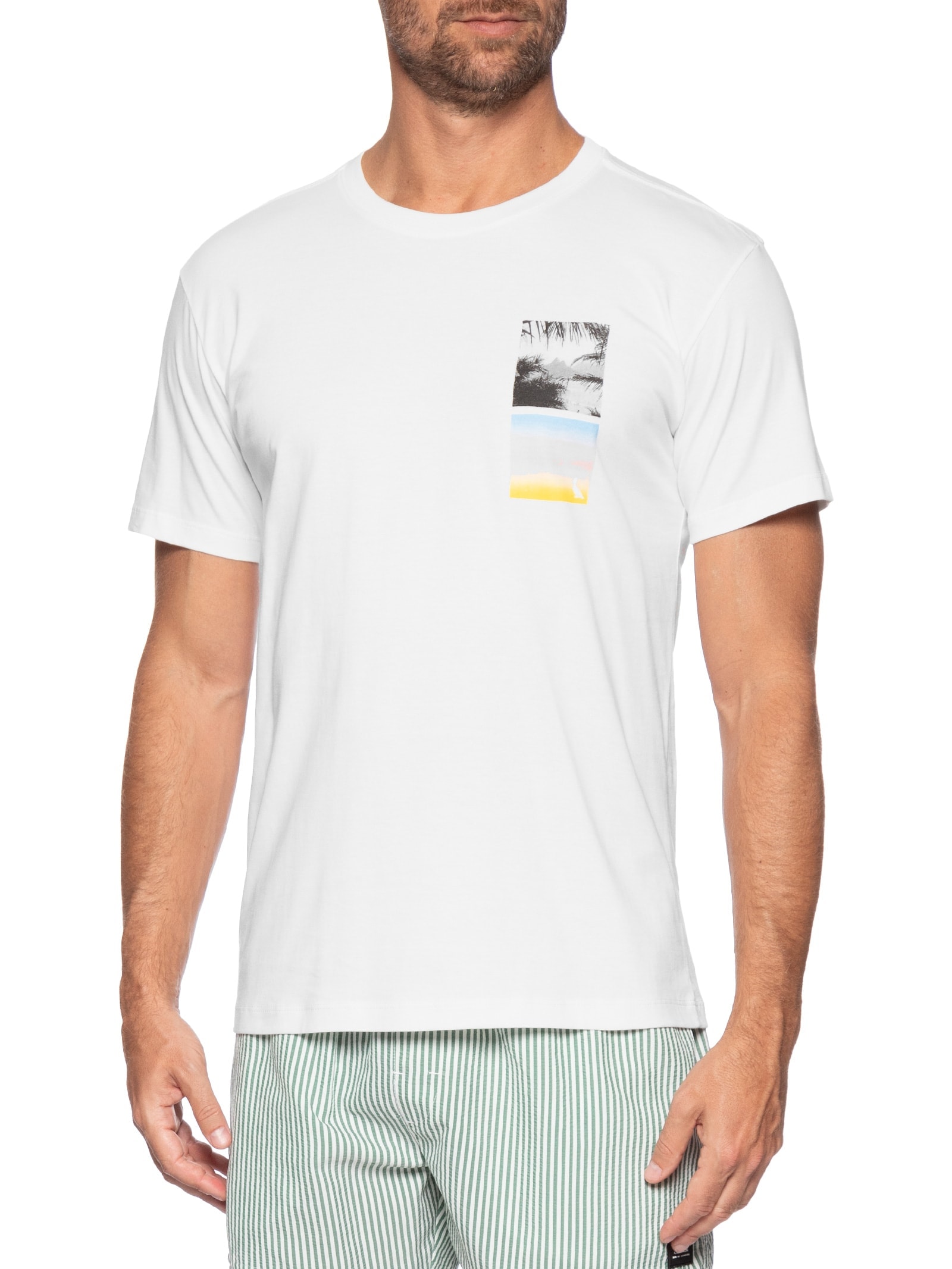 Camiseta Masculina Manga Curta Photos Nature Branco Reserva