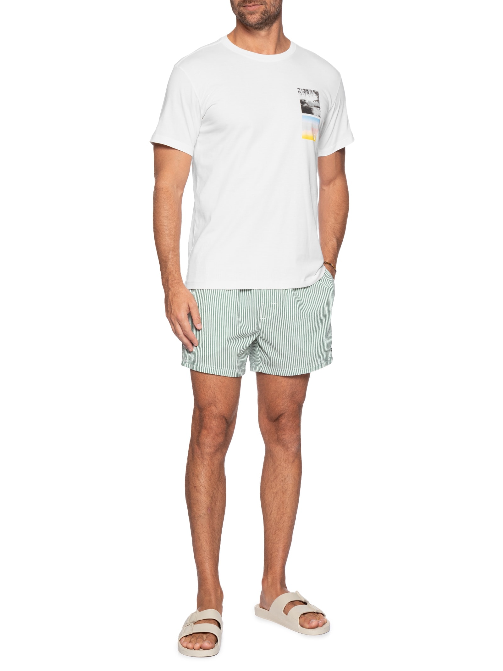 Camiseta Masculina Manga Curta Photos Nature Branco Reserva