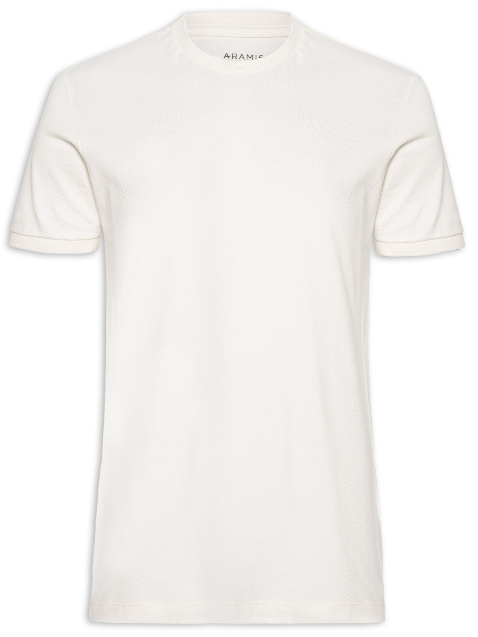 Camiseta Masculina Manga Curta Piquet Gola Textura Branco Aramis