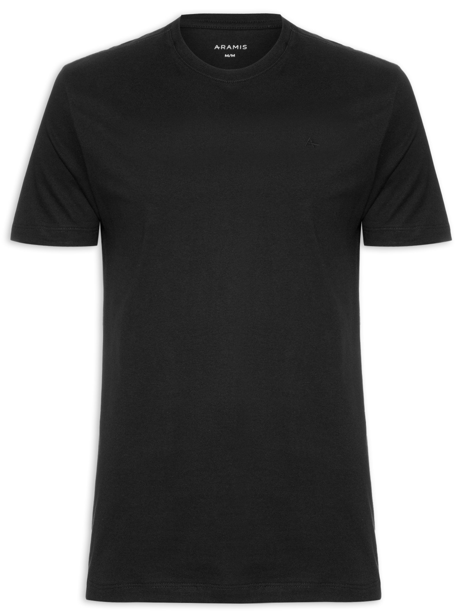 Camiseta Masculina Manga Curta Piquet Gola Textura Preto Aramis