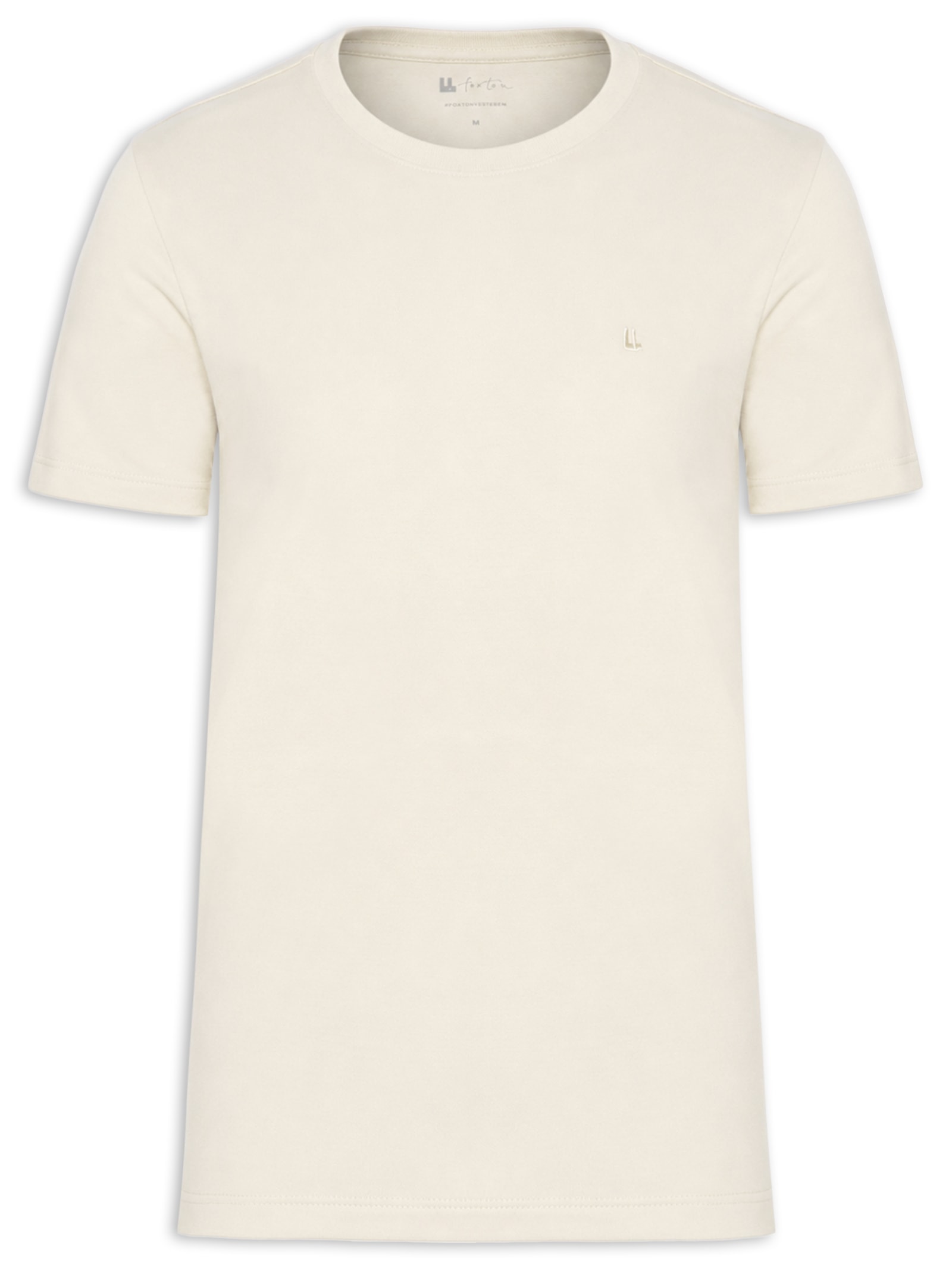 Camiseta Masculina Manga Curta Piquet Logo Bege Foxton