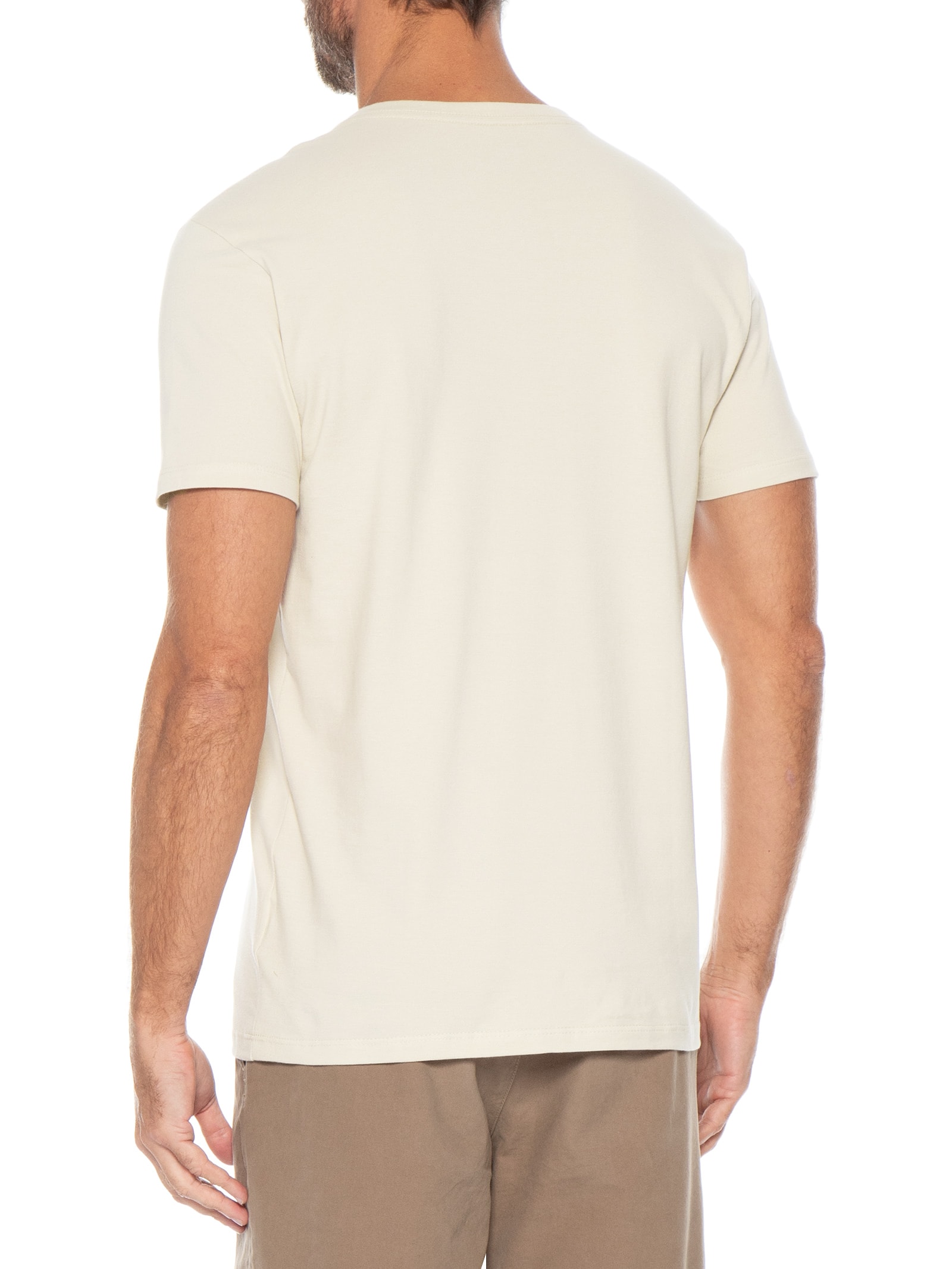 Camiseta Masculina Manga Curta Piquet Logo Bege Foxton