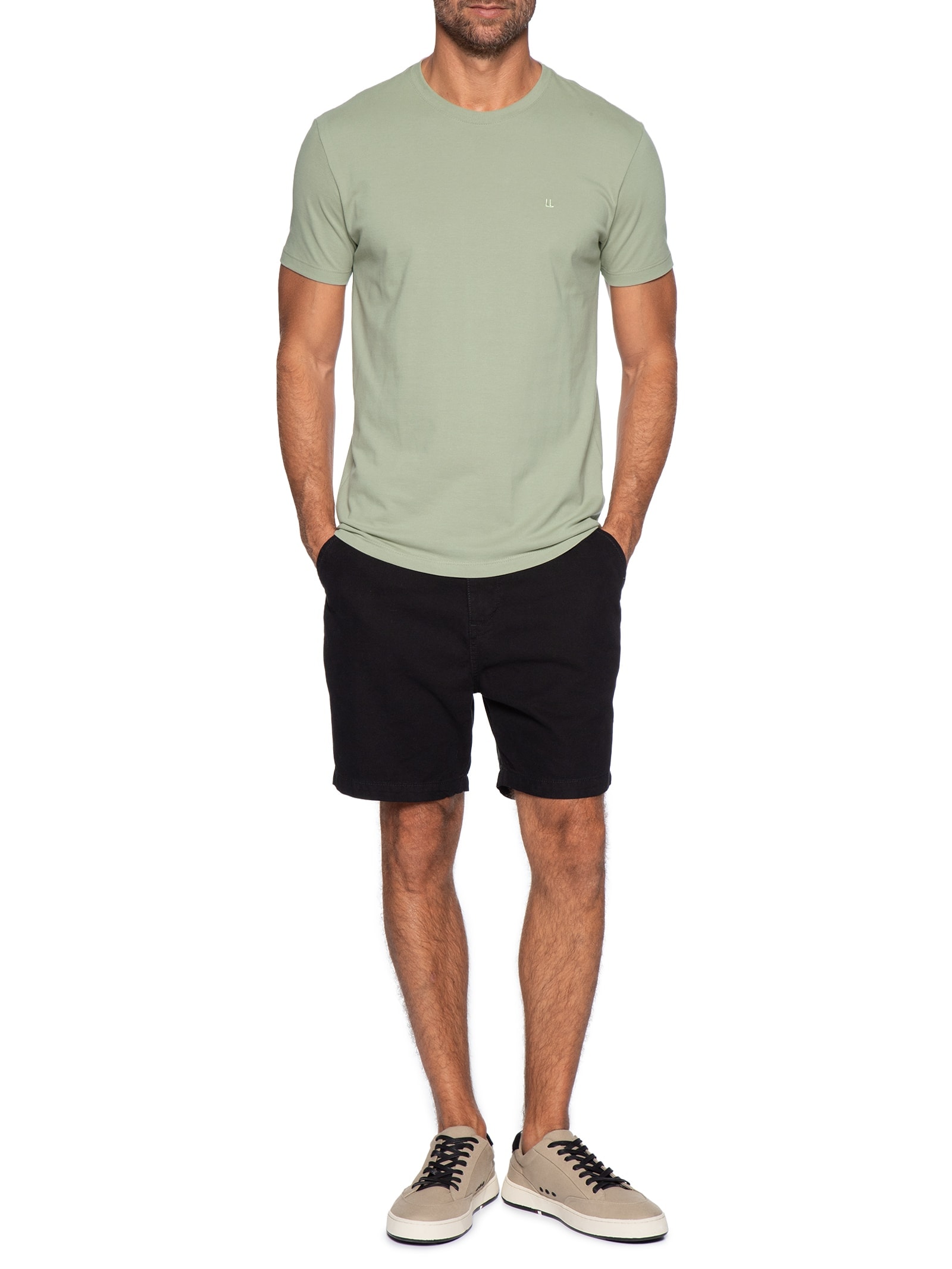 Camiseta Masculina Manga Curta Piquet Logo Verde Foxton