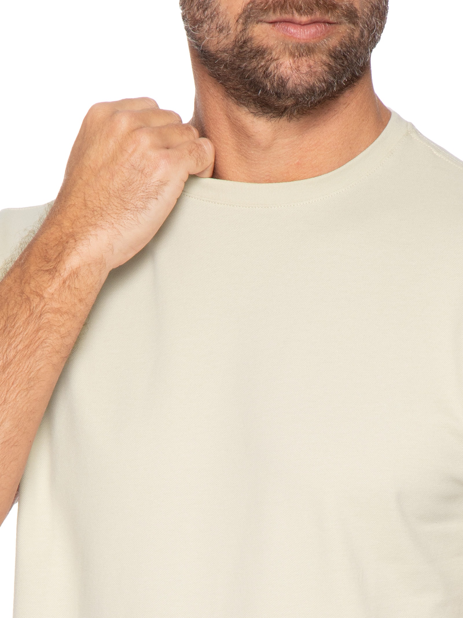 Camiseta Masculina Manga Curta Piquet Pima Bege Foxton
