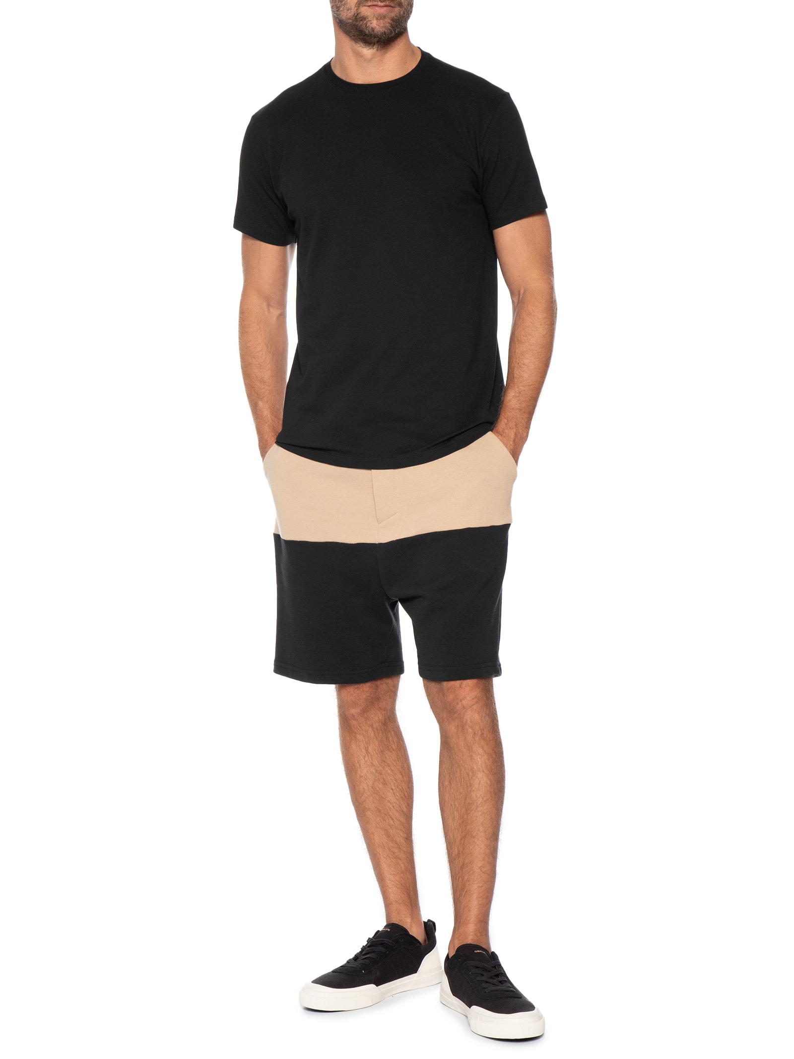 Camiseta Masculina Manga Curta Piquet Pima Preto Foxton
