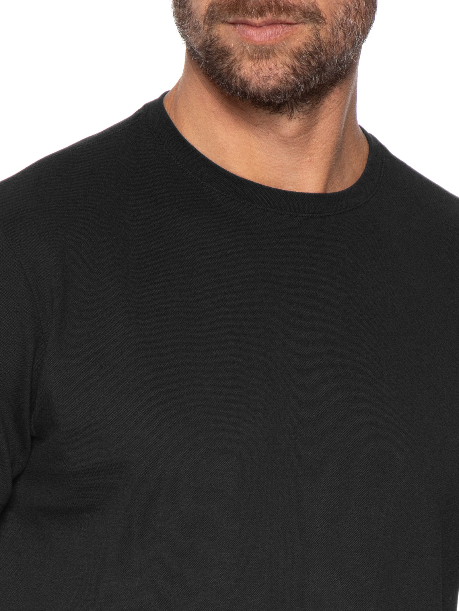 Camiseta Masculina Manga Curta Piquet Pima Preto Foxton