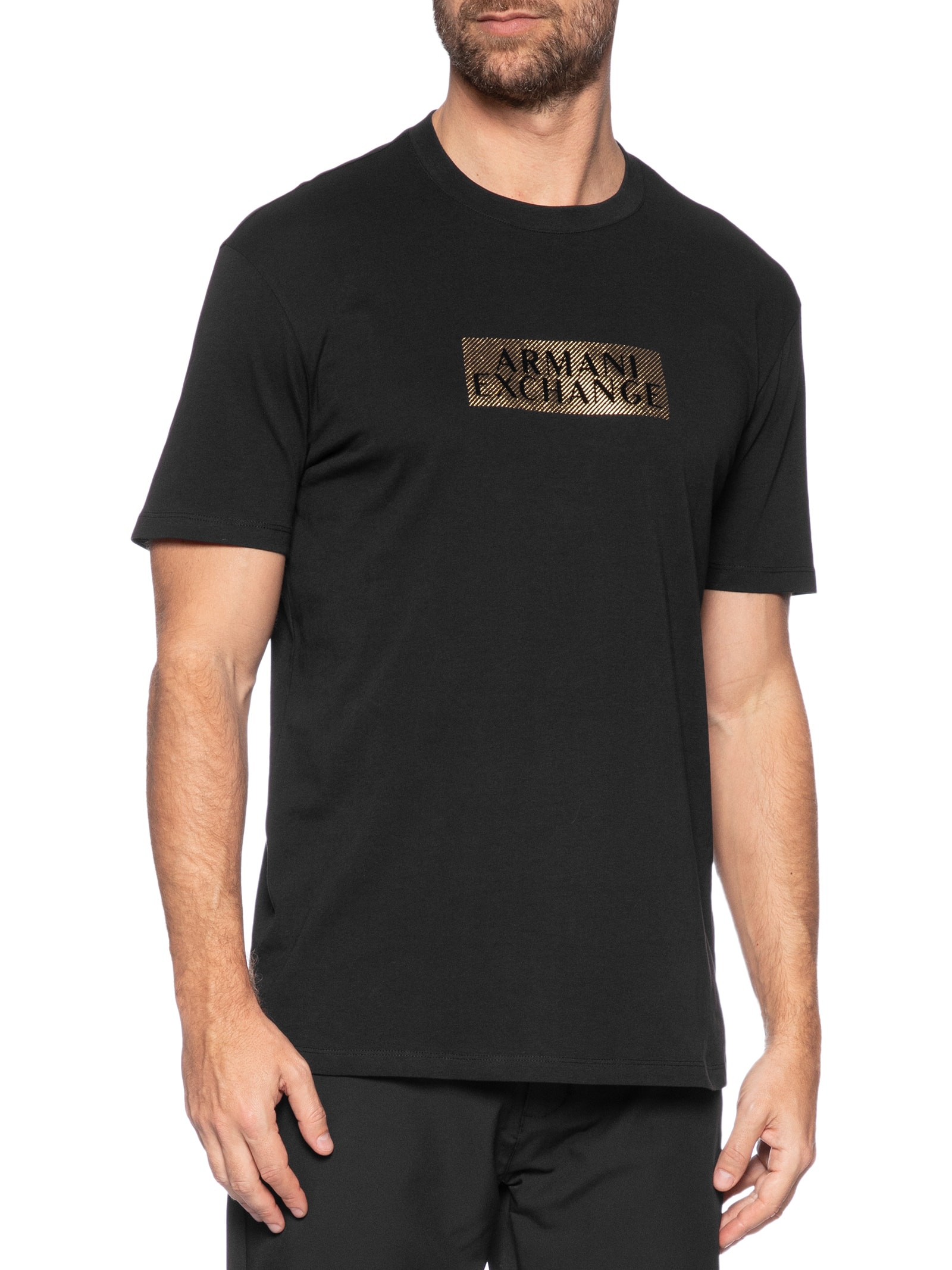Armani Exchange - Camiseta Masculina Manga Curta Ramadan - Preto