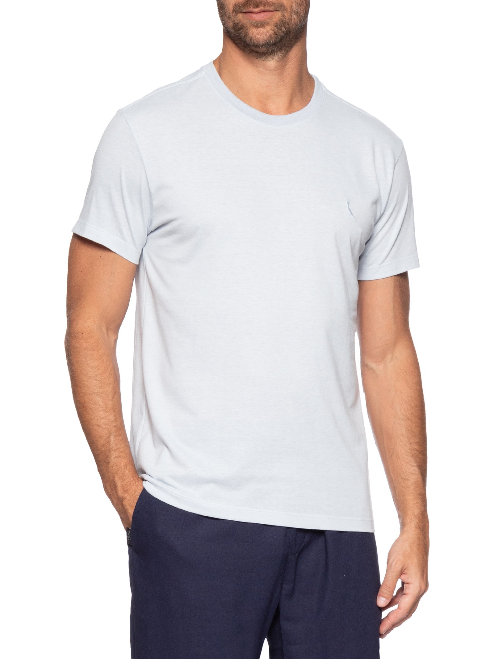 Camiseta Masculina Manga Curta Regular Mescla Touch Azul Reserva