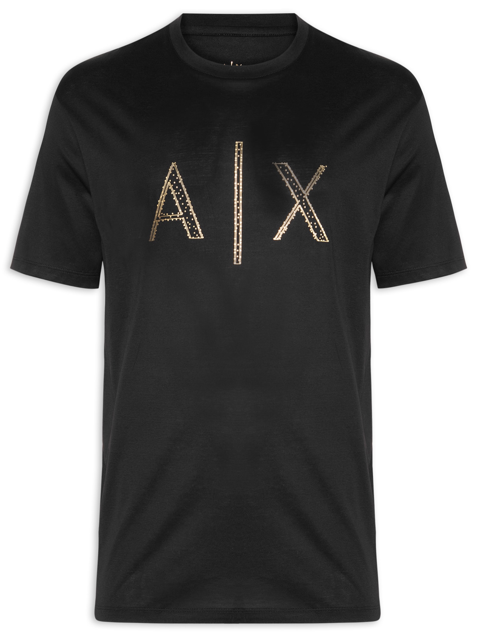 Armani Exchange - Camiseta Masculina Manga Curta Relevo Logo - Preto
