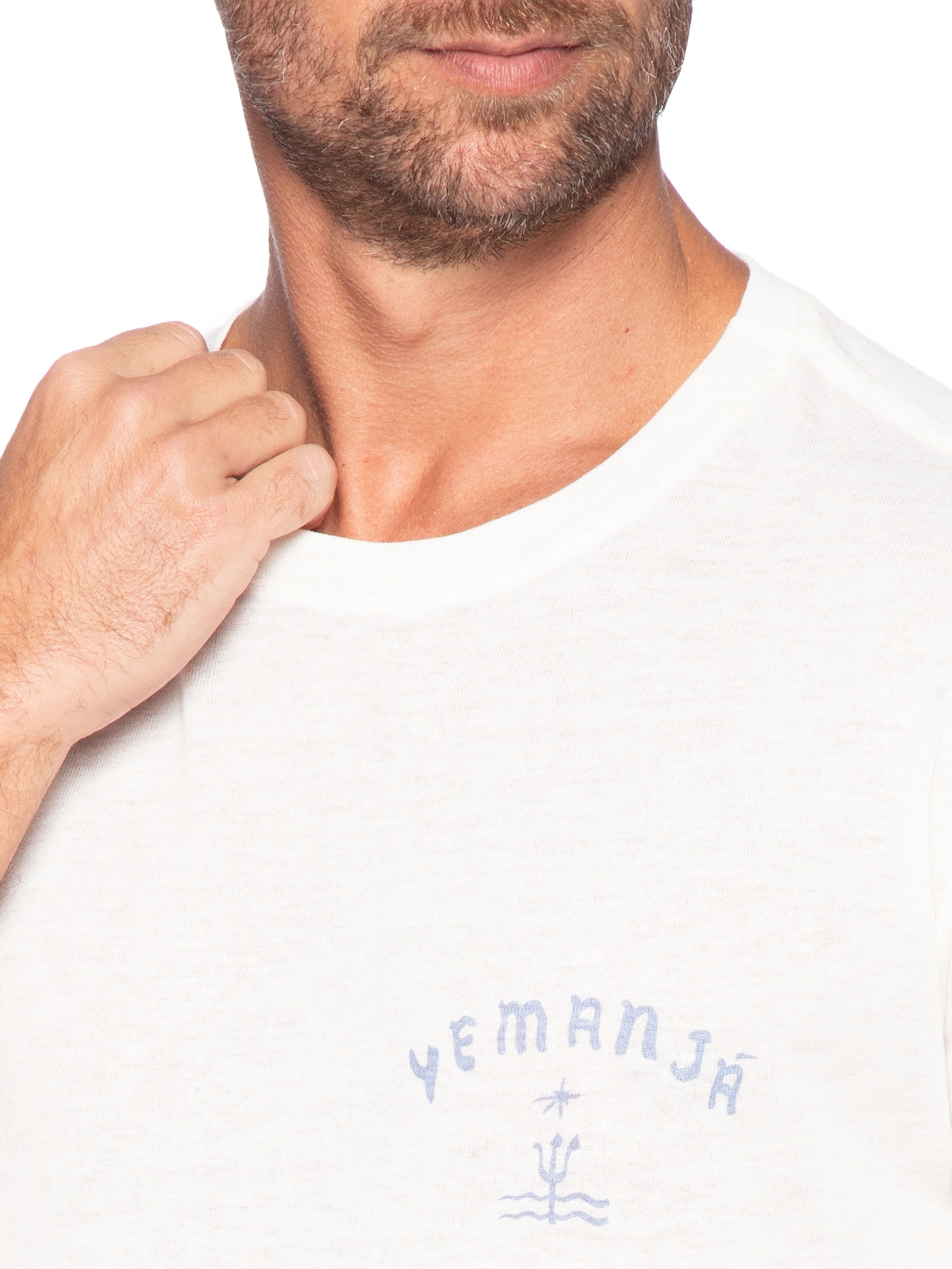 Camiseta Masculina Manga Curta Retro Yemanja Light Linen Branco Osklen