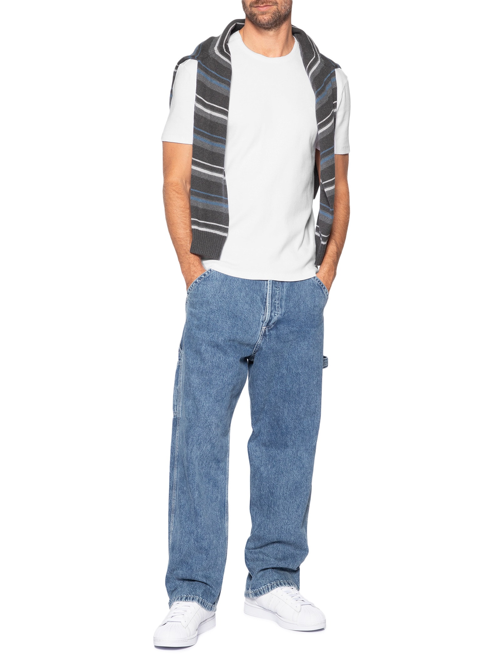 Camiseta Masculina Manga Curta Ribana Branco Calvin Klein Jeans