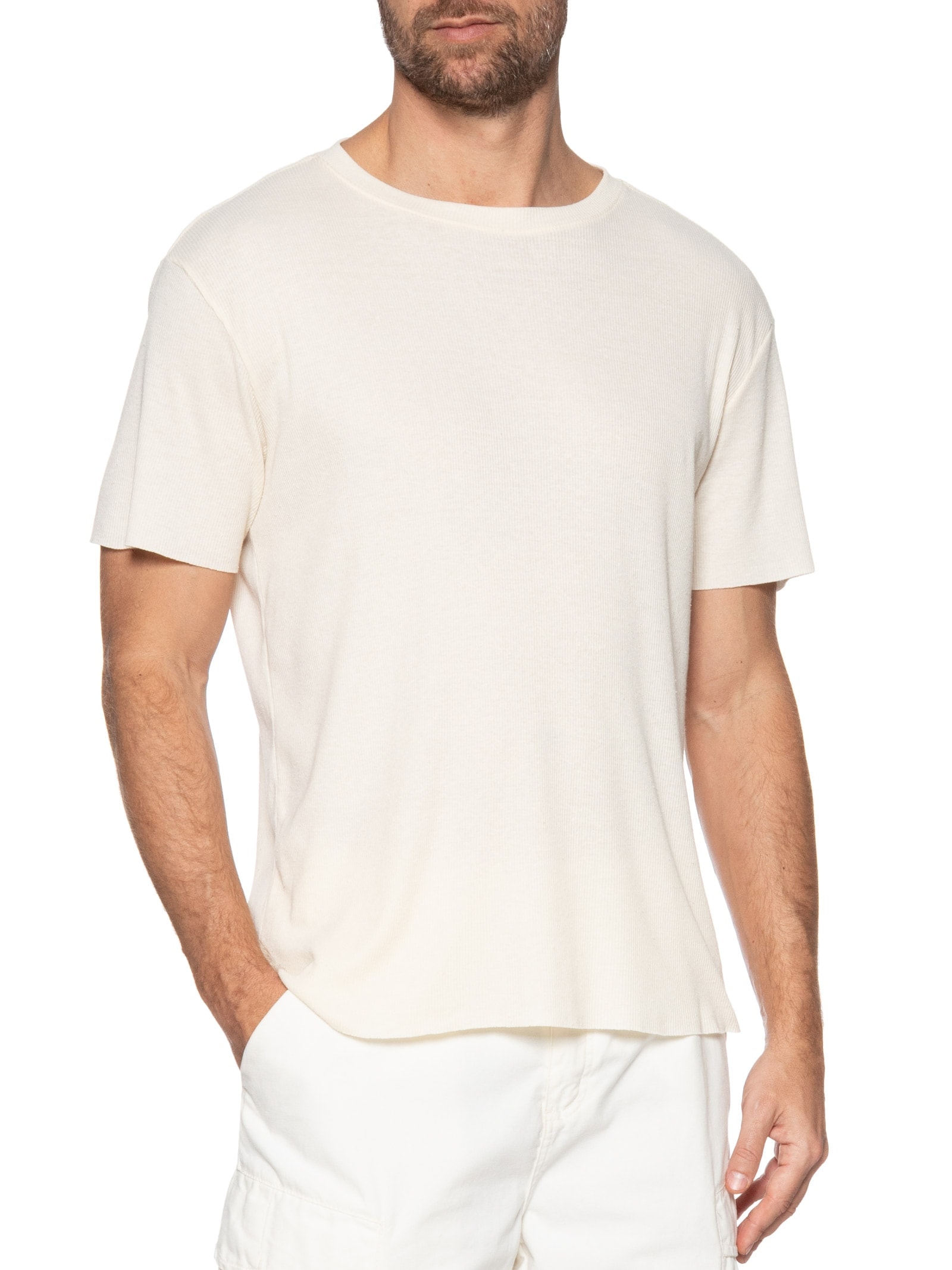 Camiseta Masculina Manga Curta Ribana Light Off White Osklen